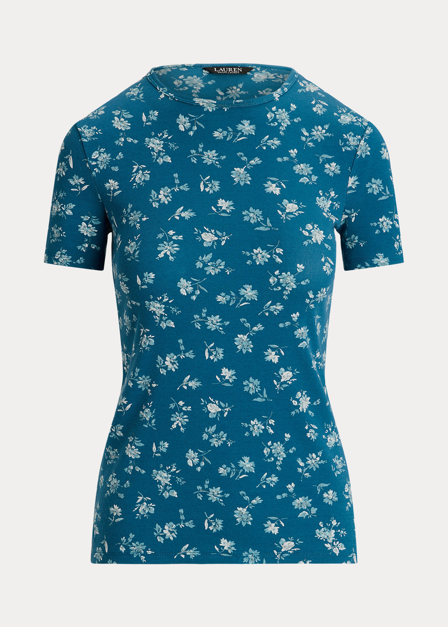 Floral Stretch Cotton Crewneck Tee