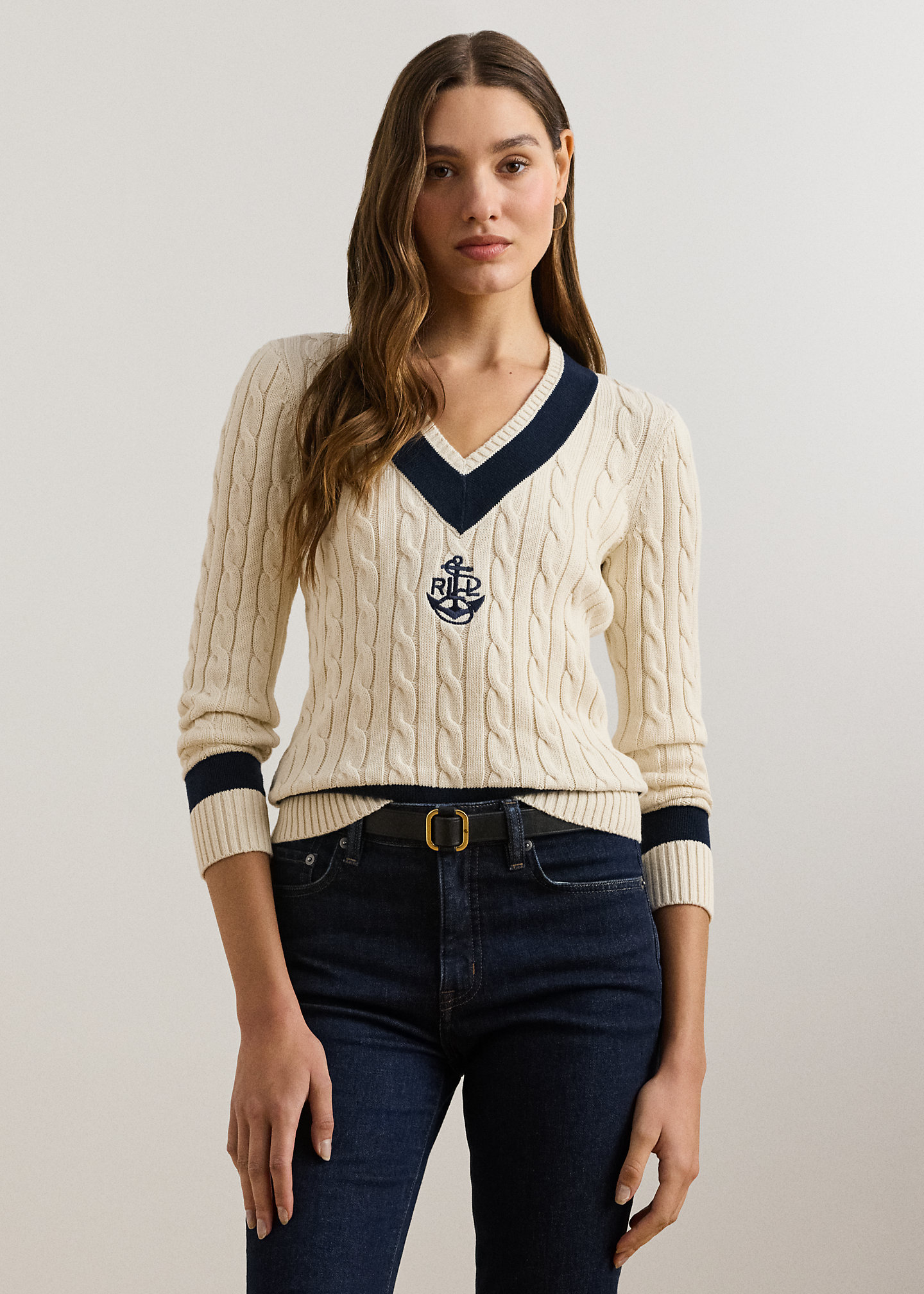 Cable-Knit Cotton Cricket Sweater