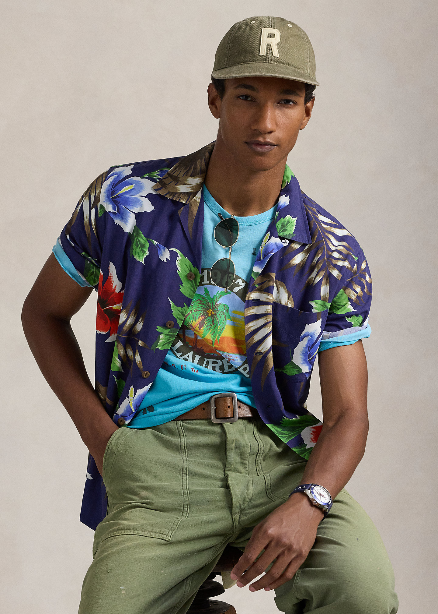 Classic Fit Hoffman Print Camp Shirt