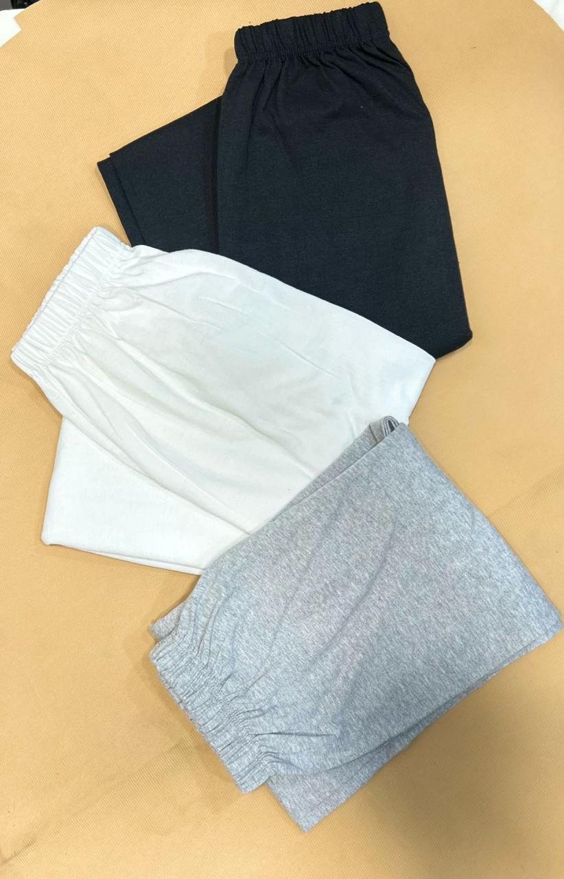 00000 Pack Of 3 Plain Plazzo Style Super Soft White-Grey Black