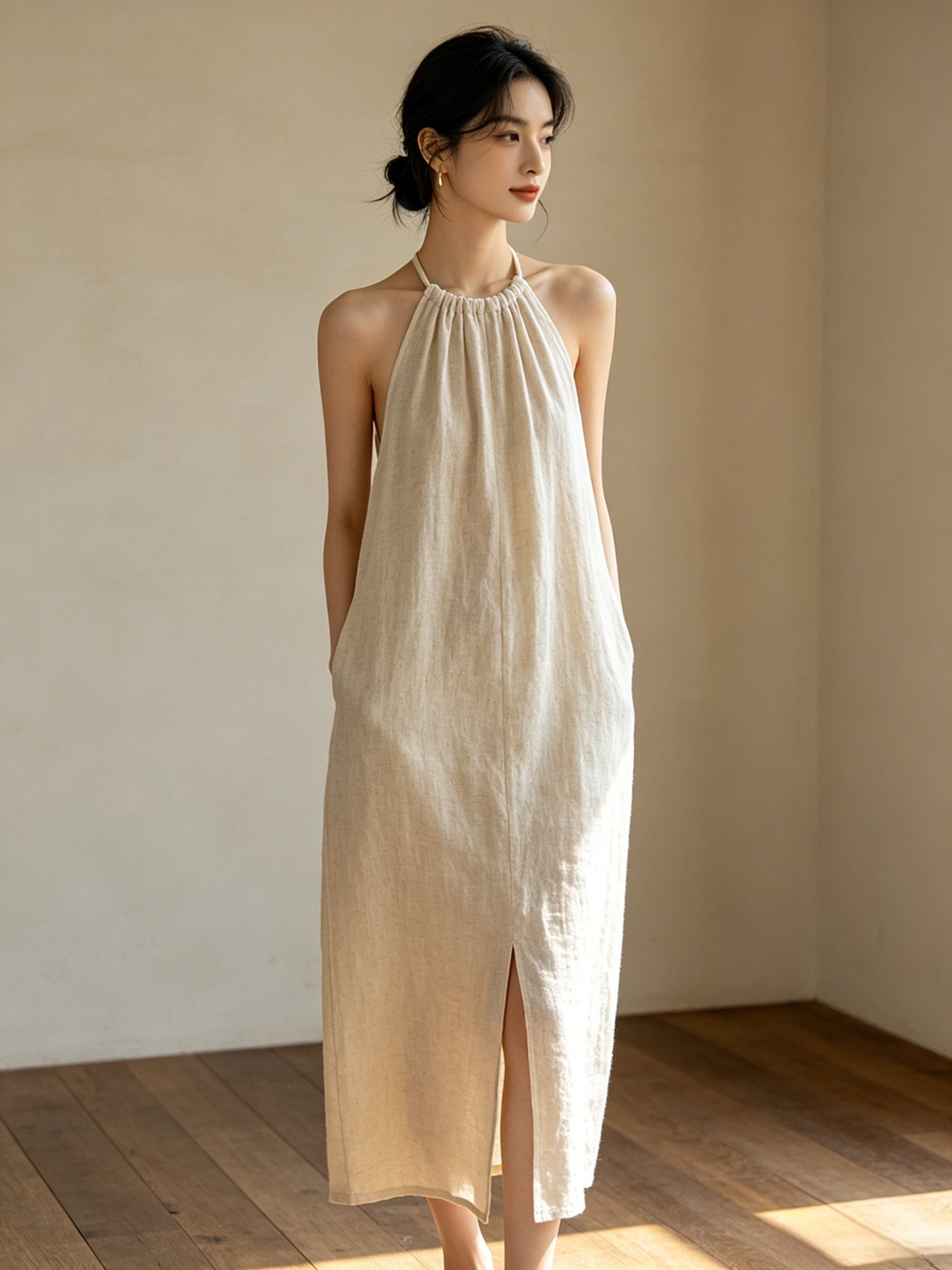 Halter Backless Split Dress