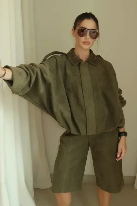 Button Shoulder Belted Pilot Jacket