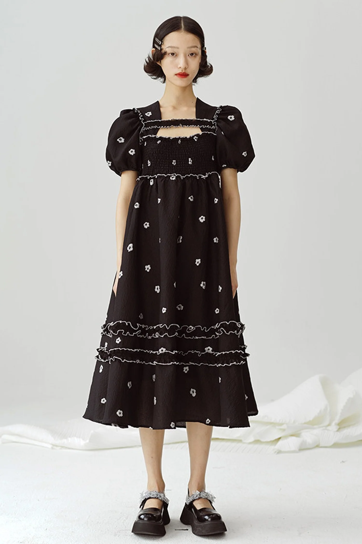 Black and White Floral Dress