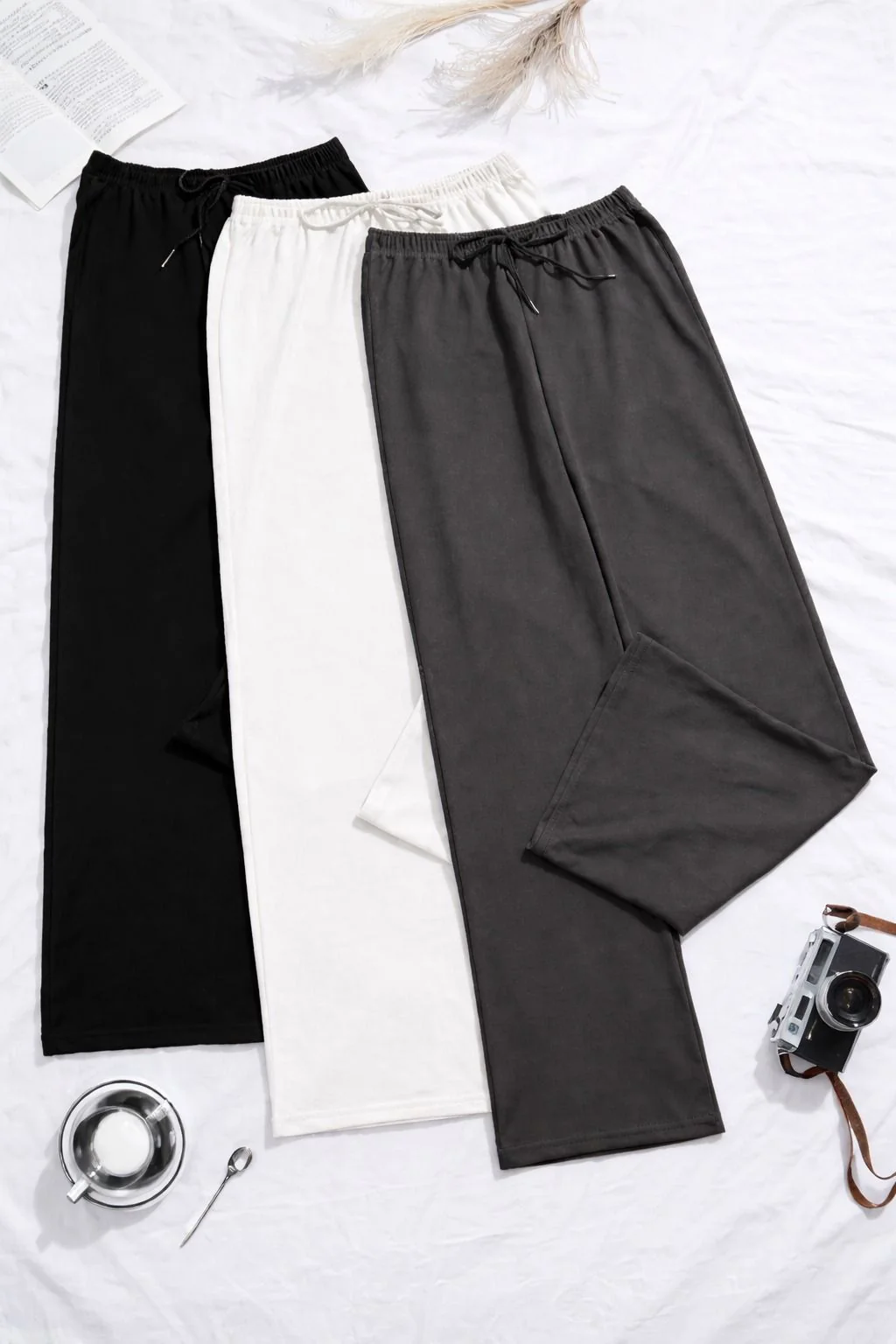 00000 Pack Of 3 Plain Trouser Style Black/Dark Grey/White