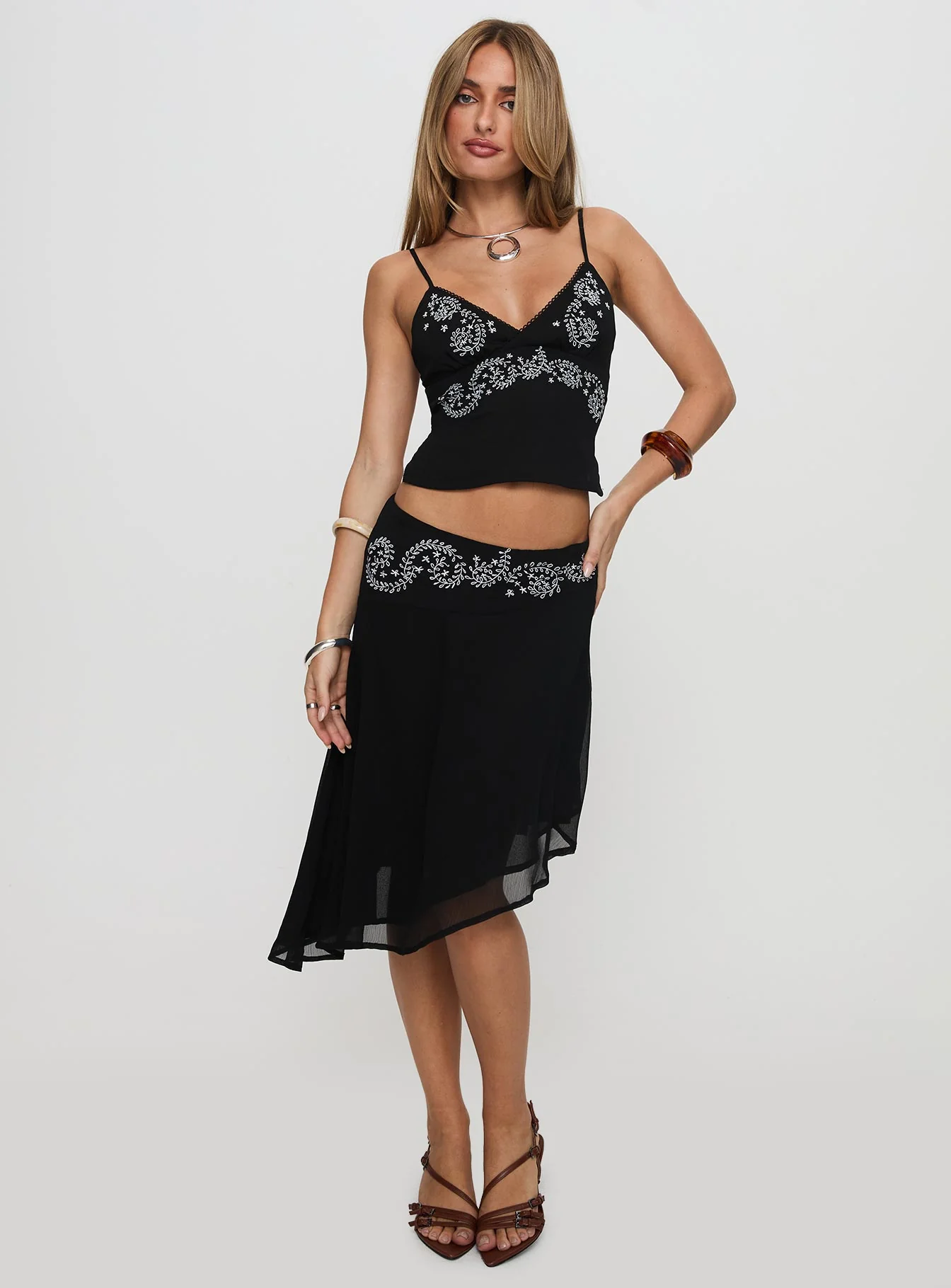 Asymmetrical Midi Skirt Black