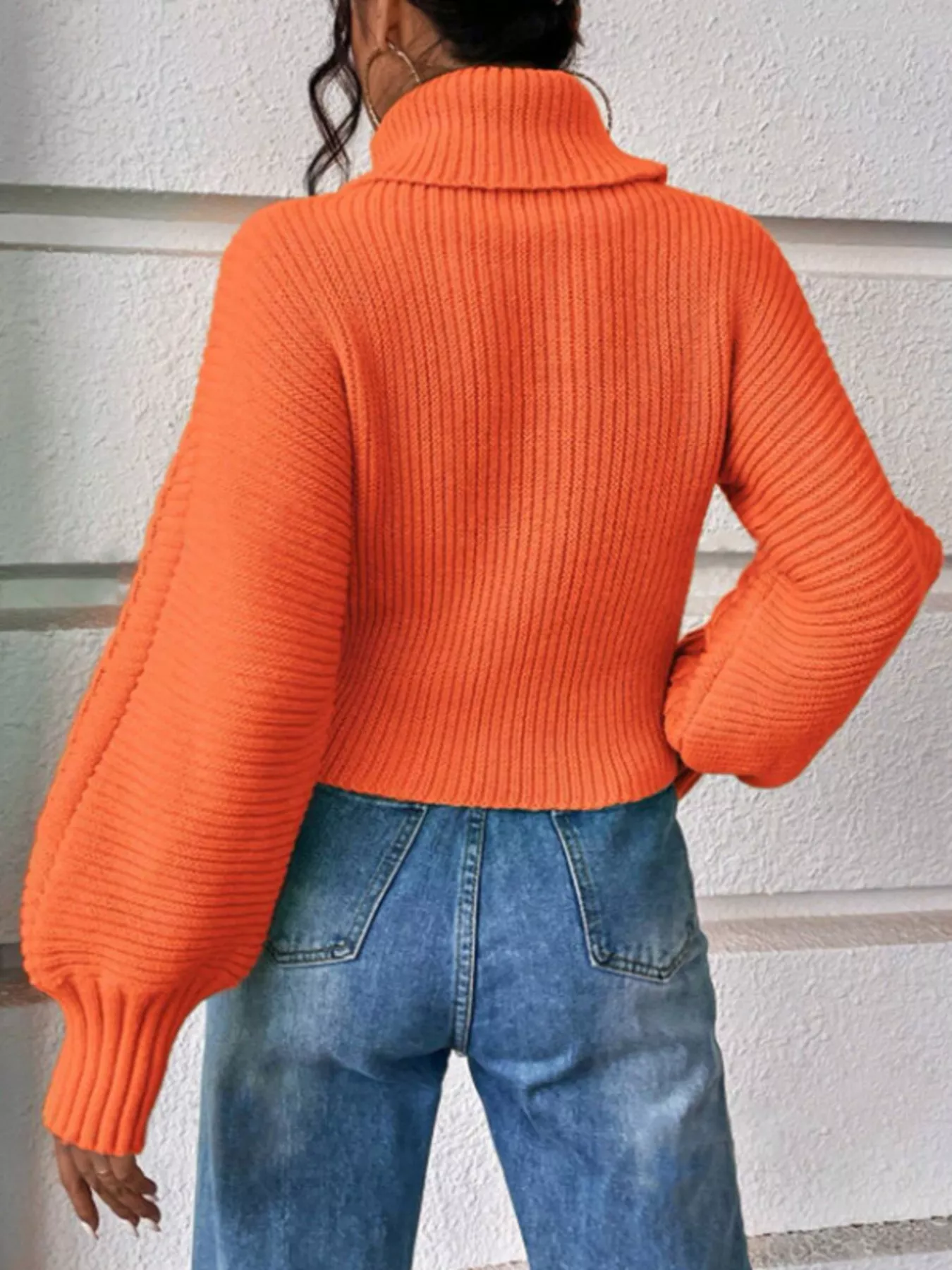 Full Size Textured Knit Turtleneck Long Sleeve Sweater Plus Size