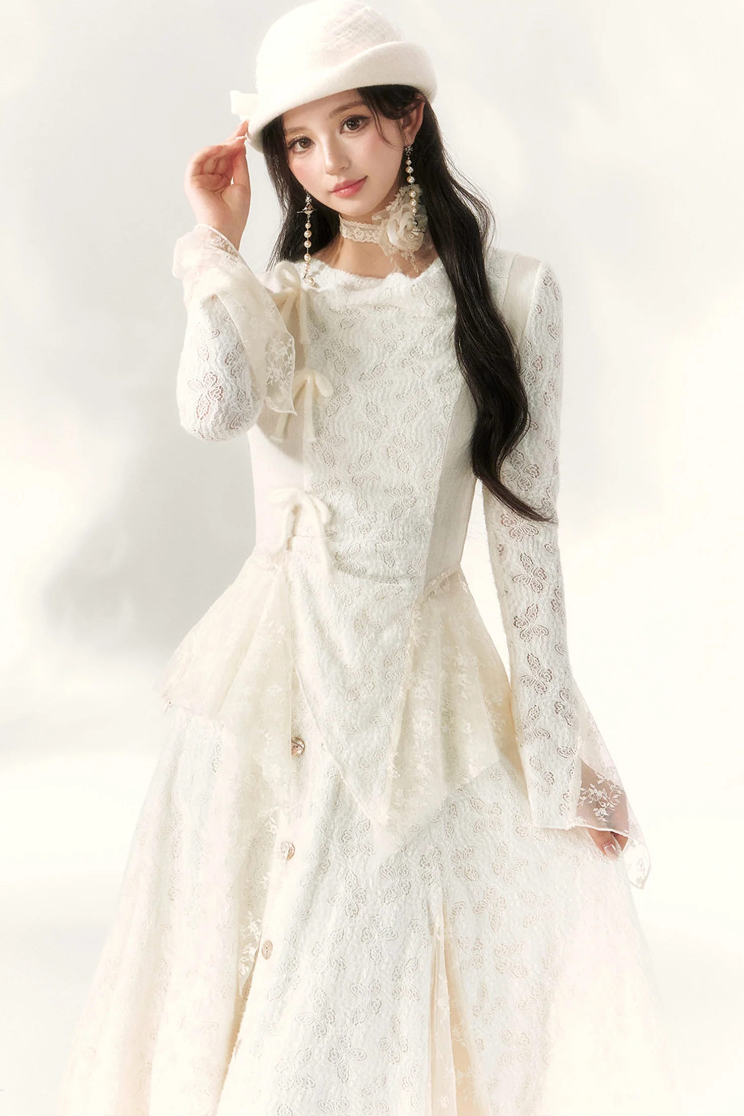 Butterfly Dream Knit Layered-Look and Skirt Set-Up