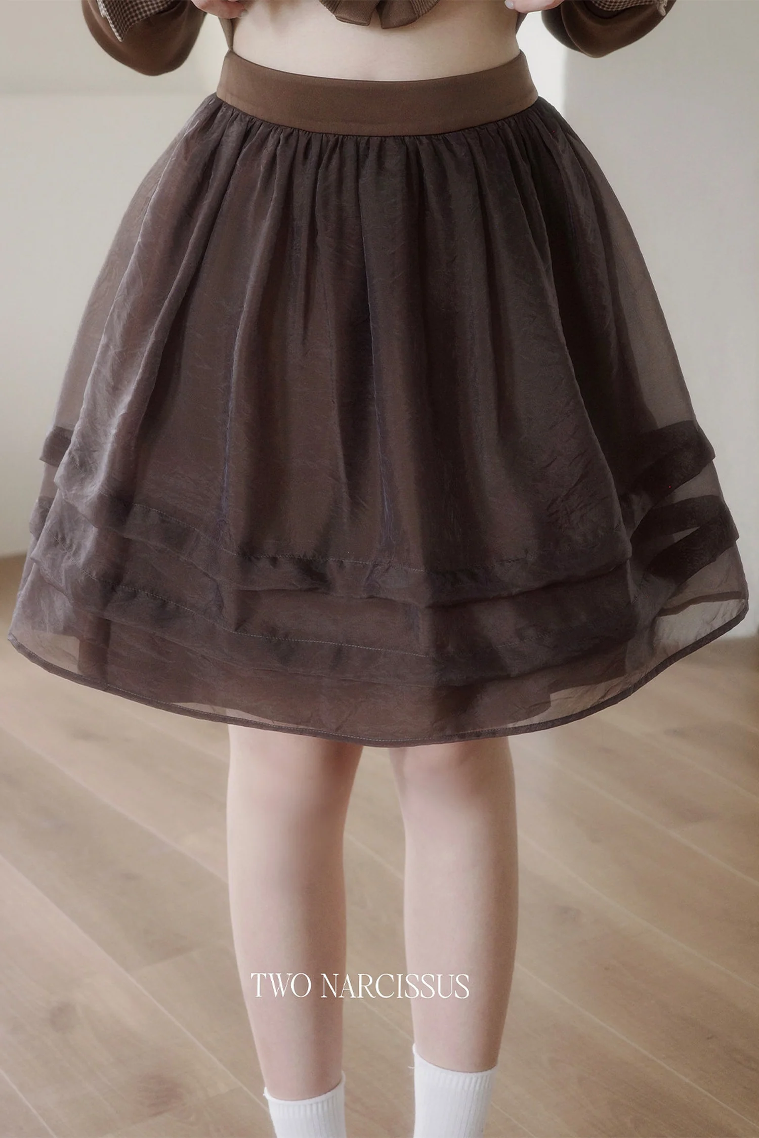 Puffy Pleated Ruffle A-Line Skirt