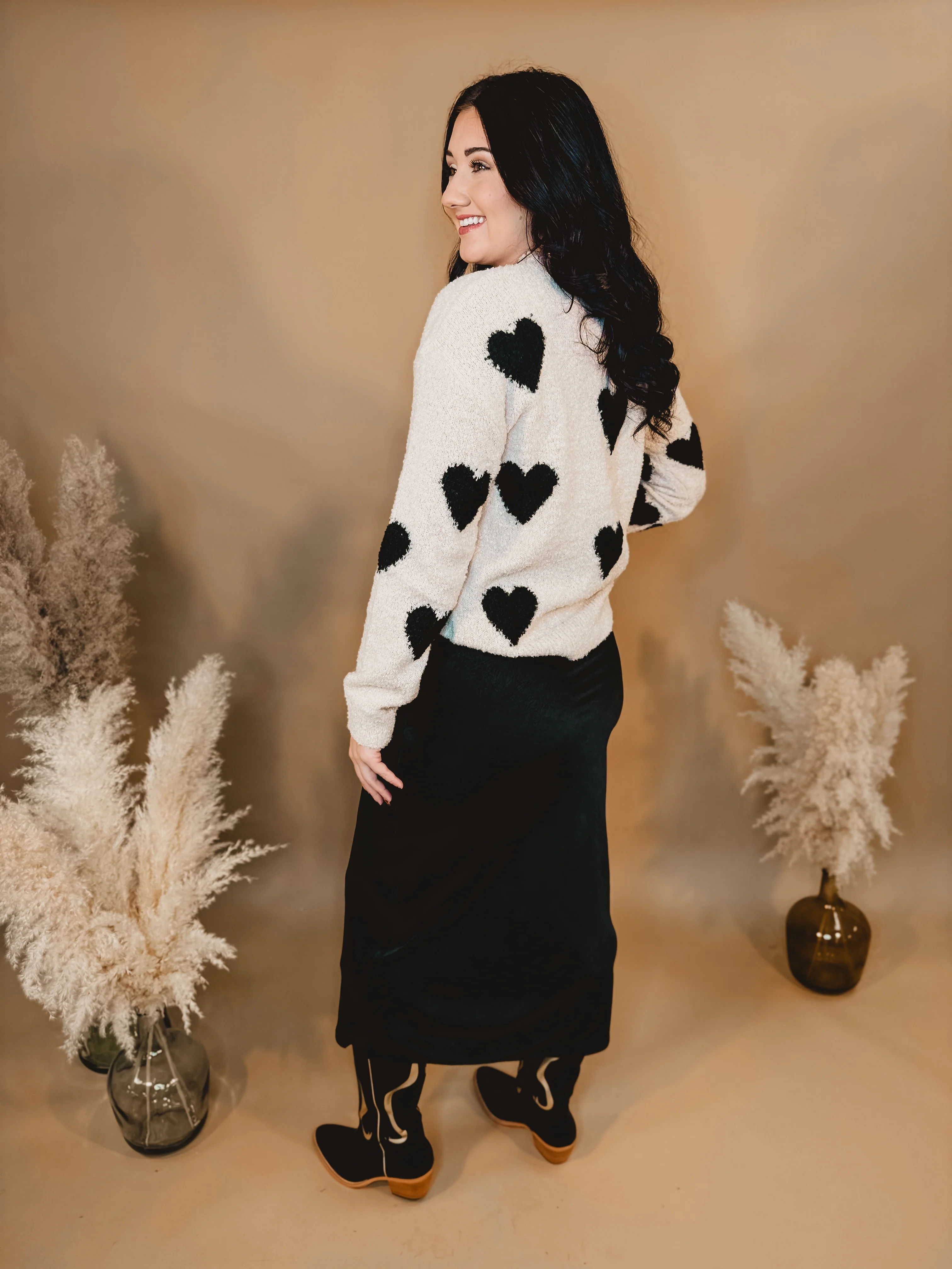 Crinkled Textured Maxi Skirt - Black