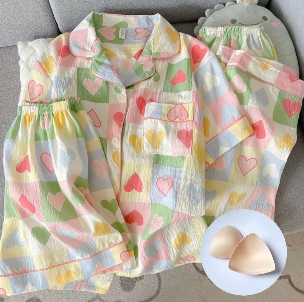 Lovey Dovey Padded Nightsuit - 3pc Set