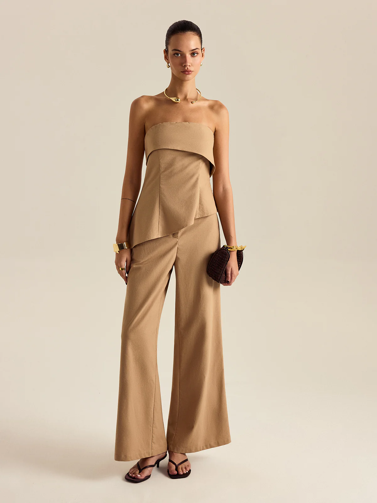 Asymmetrical Strapless Pants Set