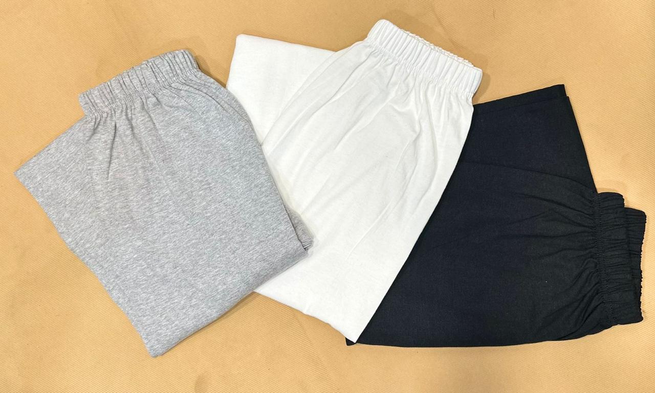 00000 Pack Of 3 Plain Plazzo Style Super Soft White-Grey Black