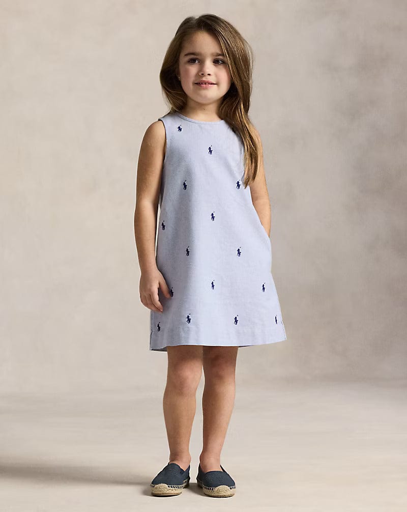 Girls Sleeveless Logo Dress in Blue