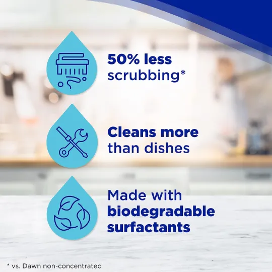 Dishwashing Liquid Dish Soap (4x19.4 Fl oz) + Non-Scratch Sponge (2 Count), Original Scent