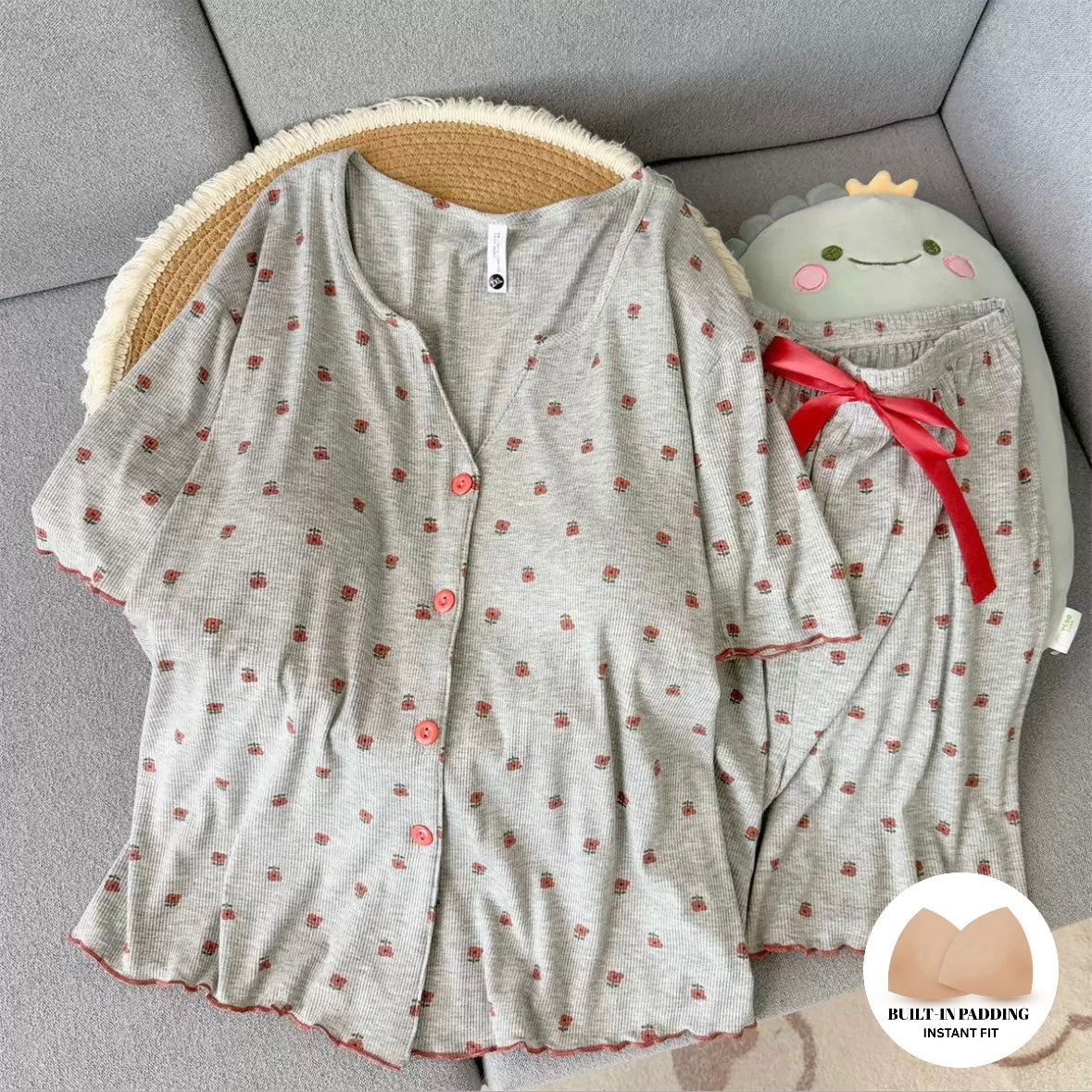 Farmhouse Cherry Padded Nightsuit Set