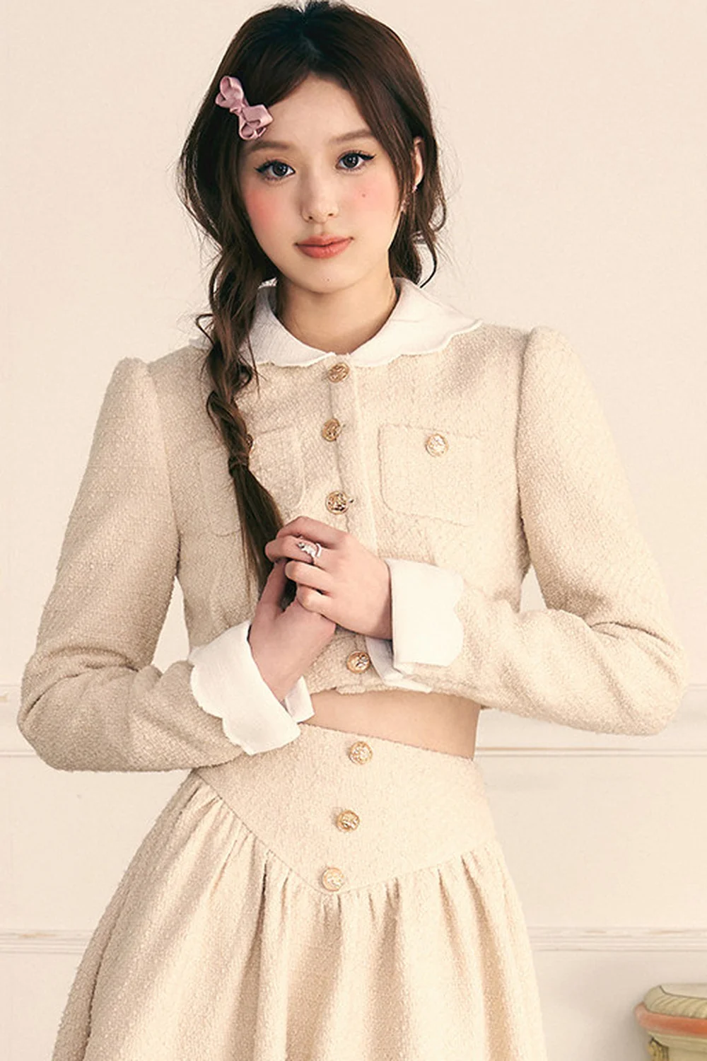 Tweed Jacket and Long Skirt Two-Piece Set