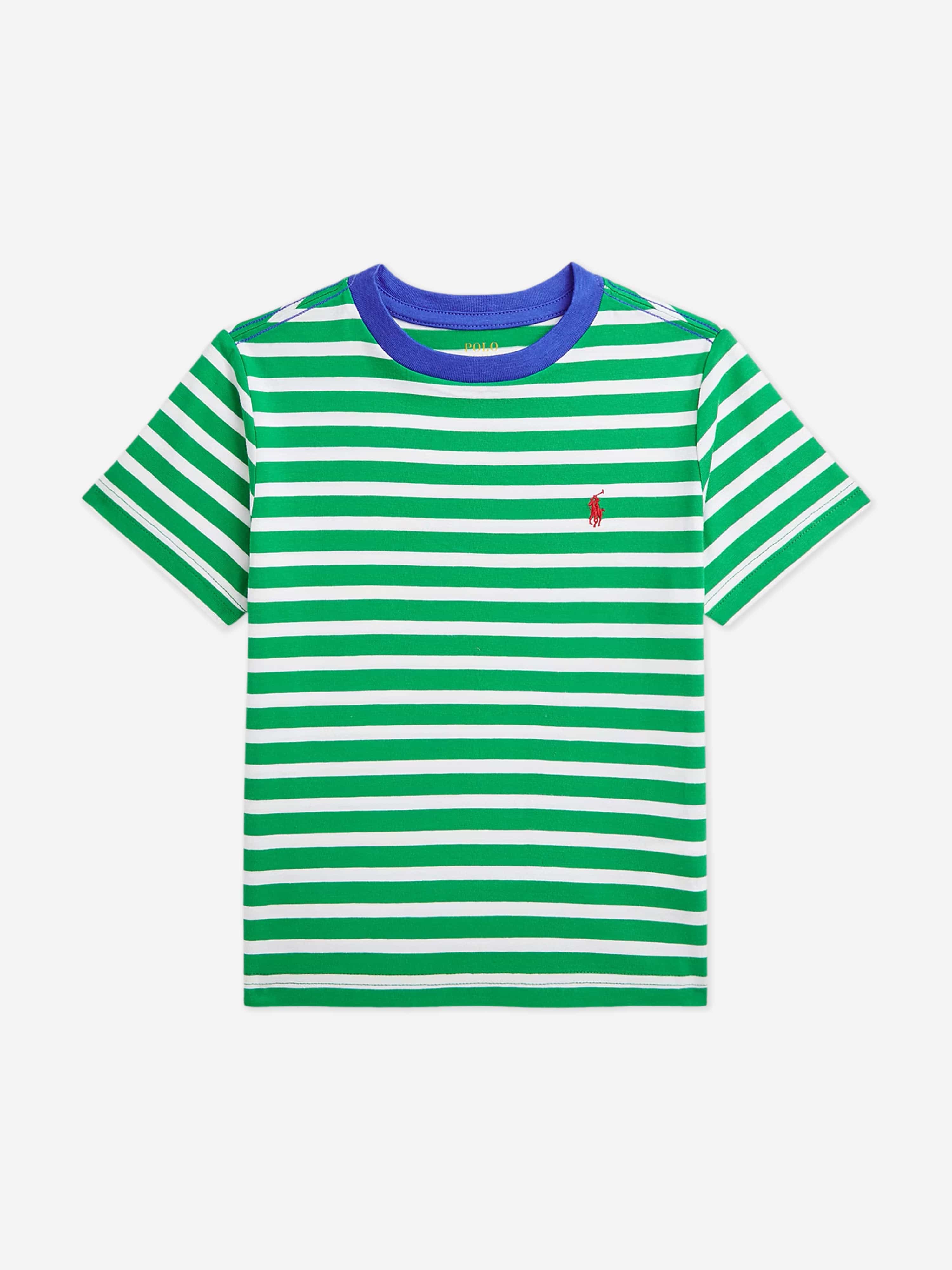 Boys Striped Logo T-Shirt in Green