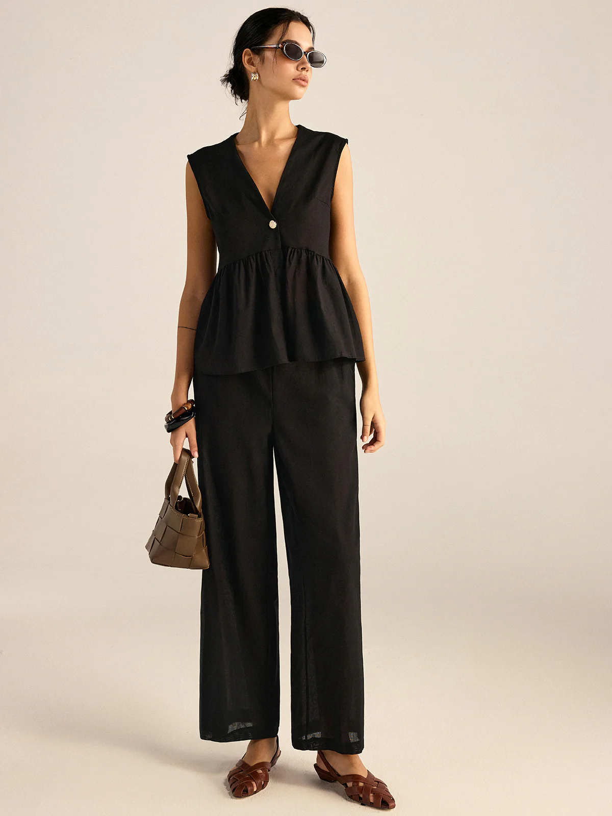 Ruffled Vest Pants Set