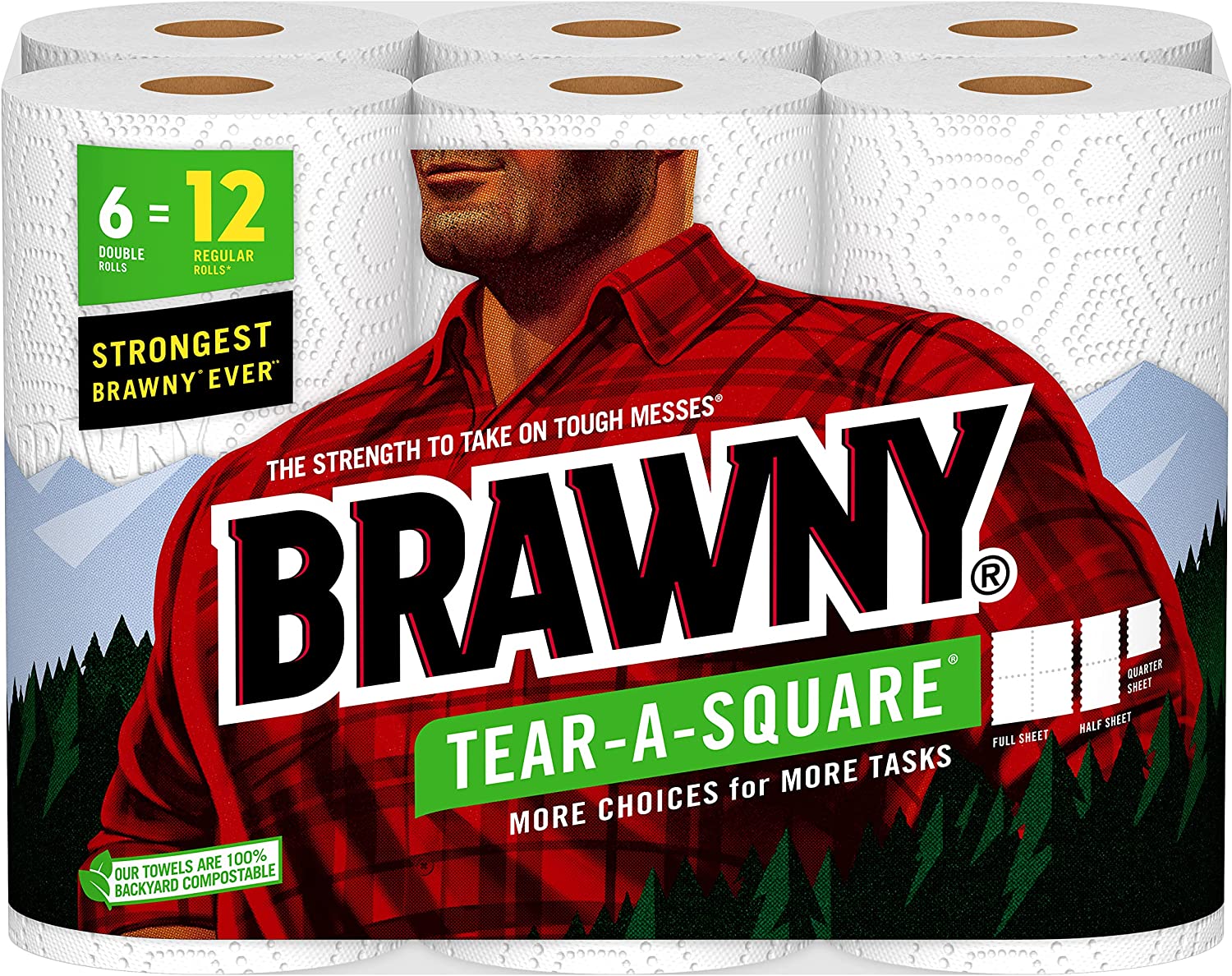 Paper Towels, 6 Double Rolls = 12 Regular Rolls