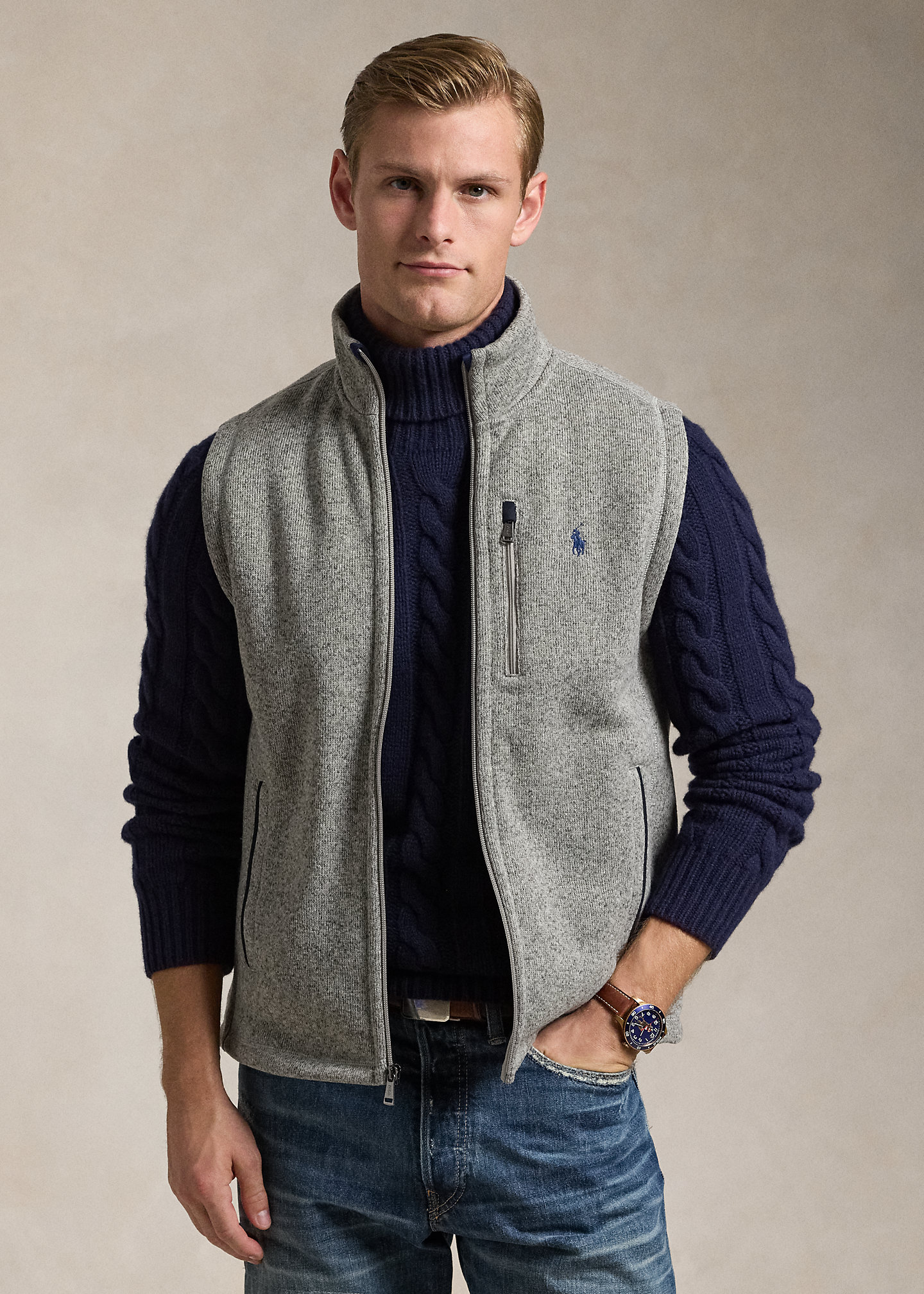 Brushed Fleece Full-Zip Vest