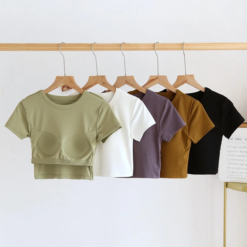 Evie Built-In Bra Crop T-shirt