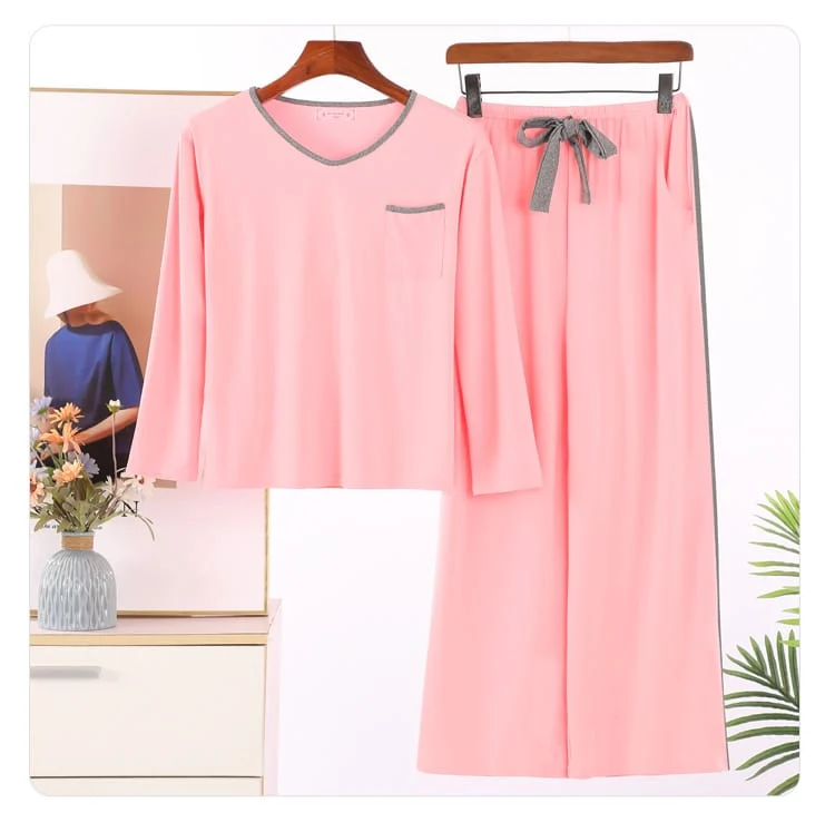 0004 Baby Pink Plain Grey Lace for Neck With Plazzo Trouser Night Suit