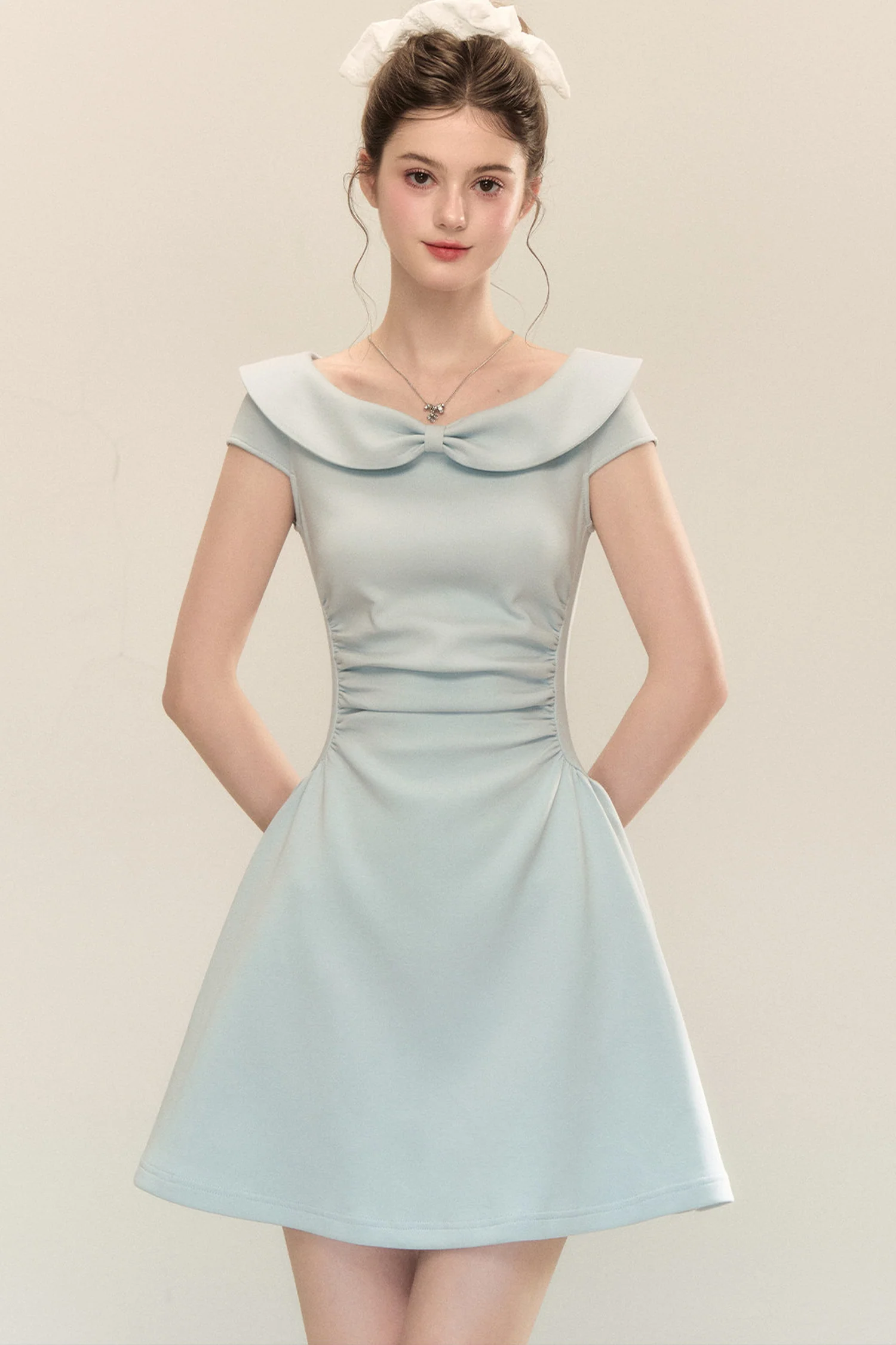 Air Layer Doll Collar Pleated Puffy Dress