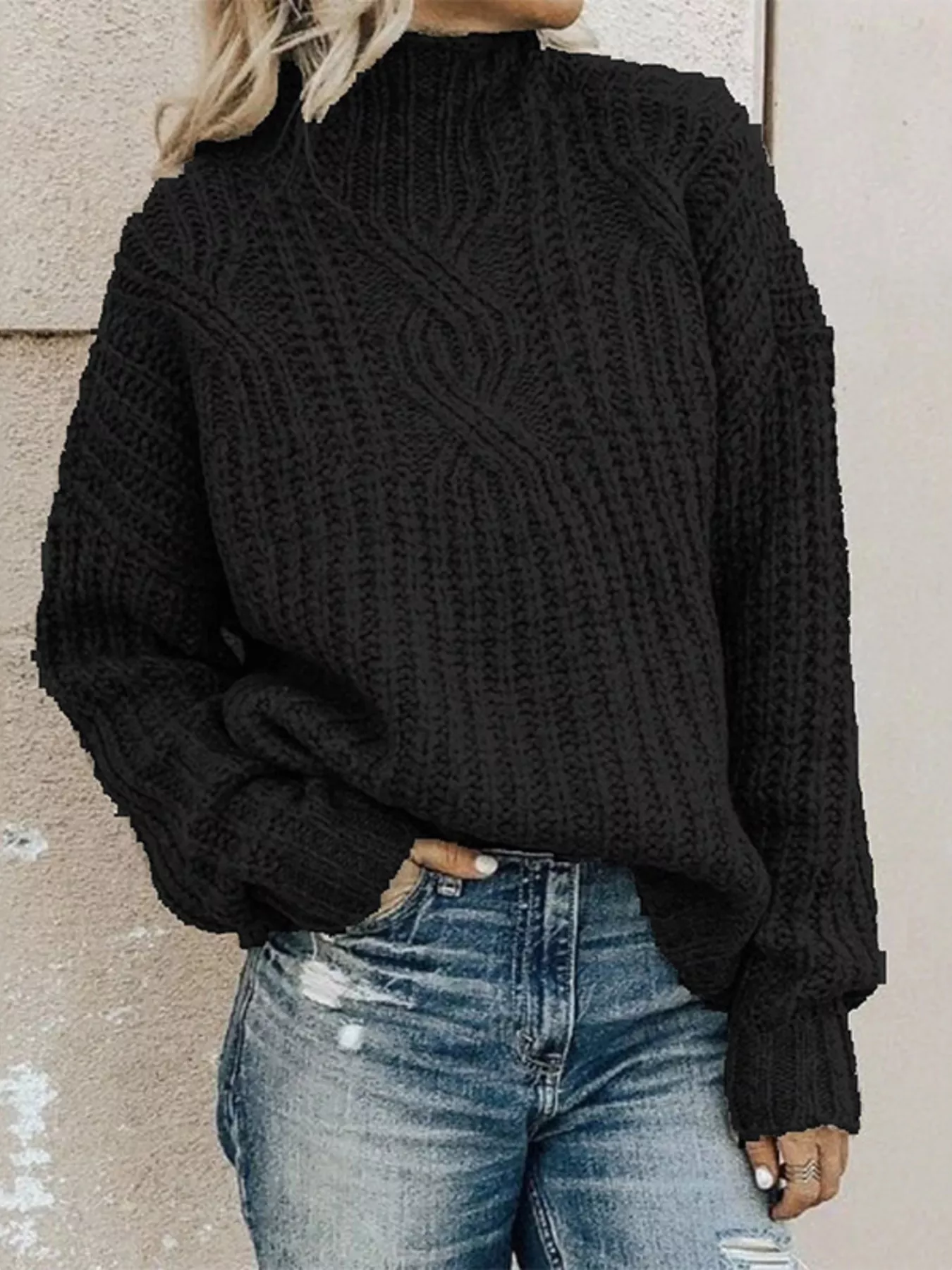 Full Size Turtleneck Long Sleeve Sweater Plus Size