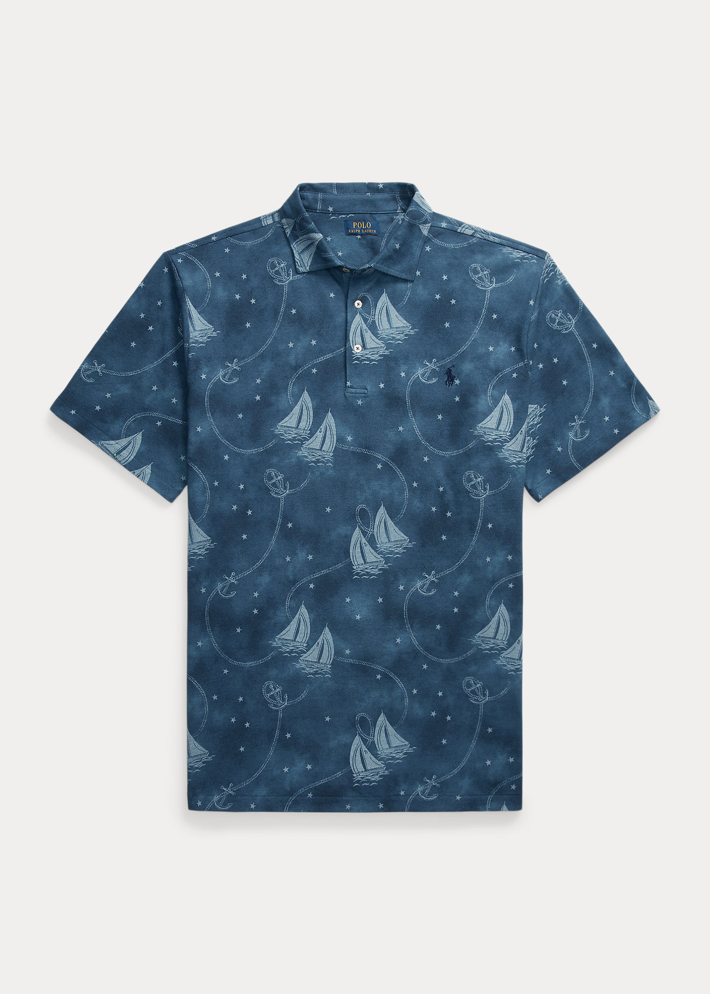 Printed Mesh Polo Shirt