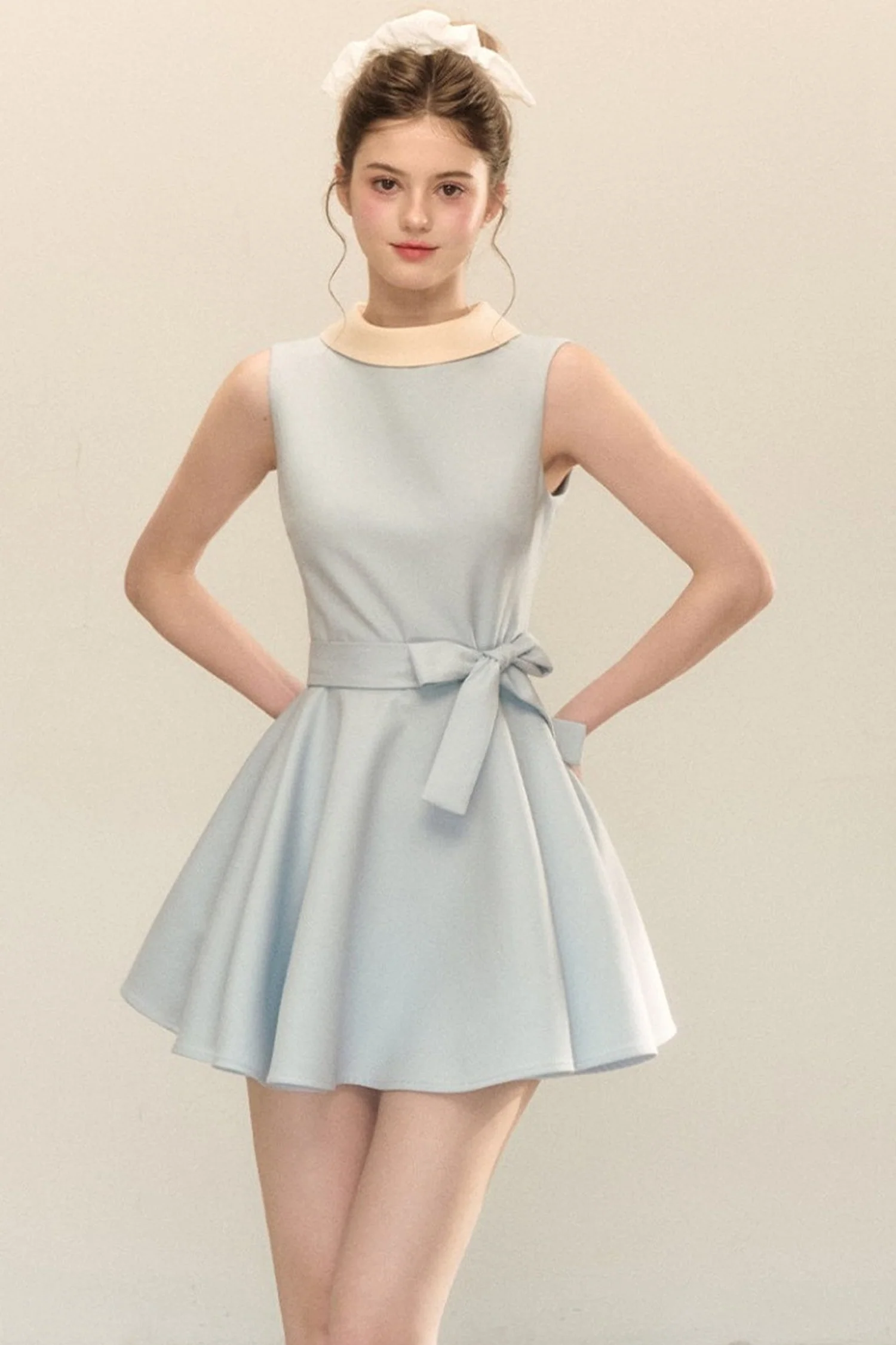 Hepburn Style Tie Waist Dress