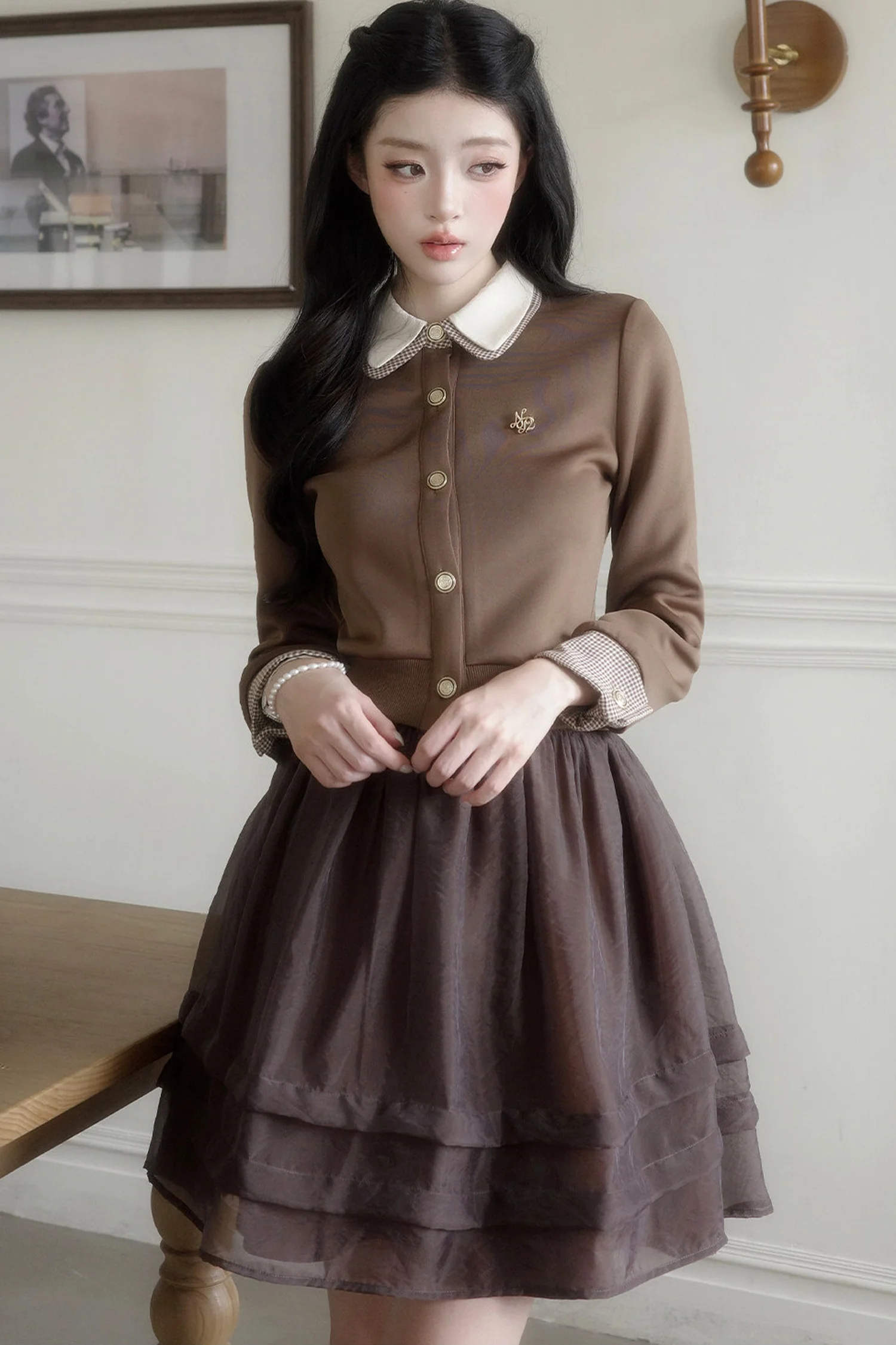 Puffy Pleated Ruffle A-Line Skirt