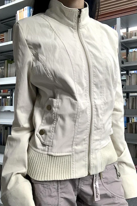 Cropped Utility Stand Collar Jacket