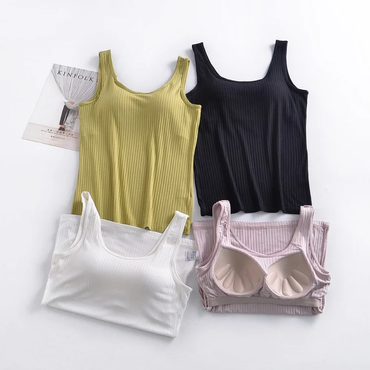 Celine Ribbed Padded Tank Top