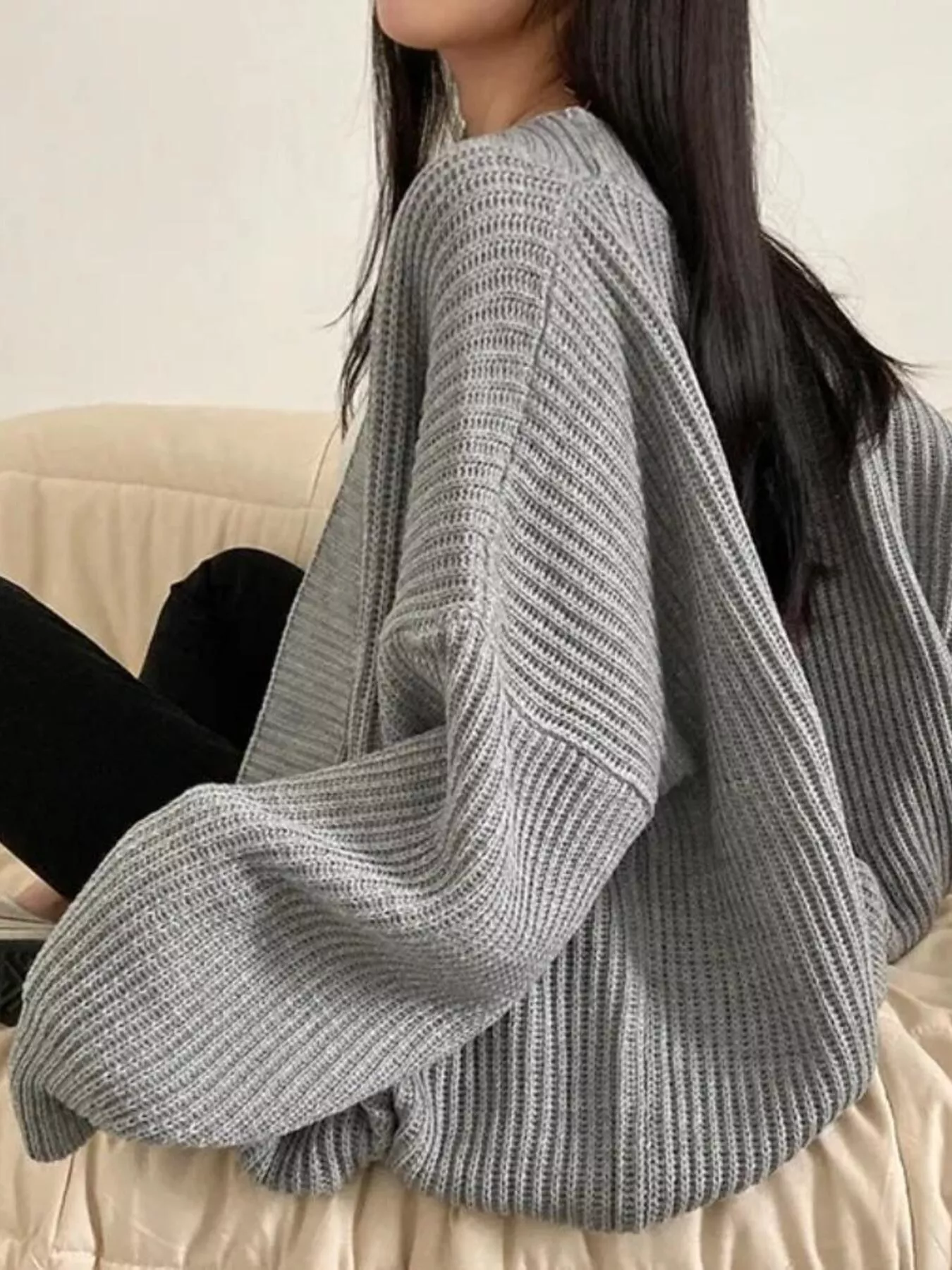 Open Front Oversized Knit Cardigan