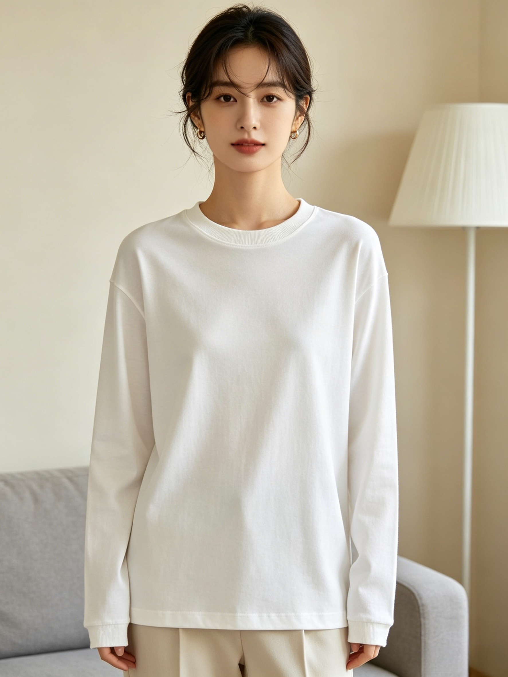 White Moss Rose Long-Sleeve T-Shirt