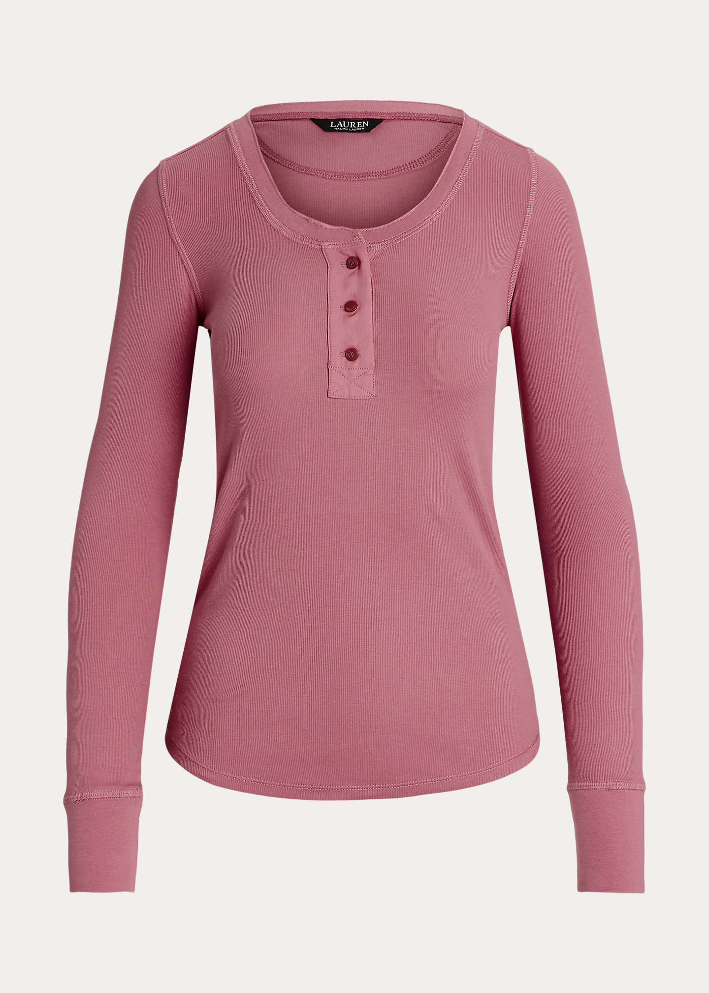 Stretch Cotton Long-Sleeve Henley Tee