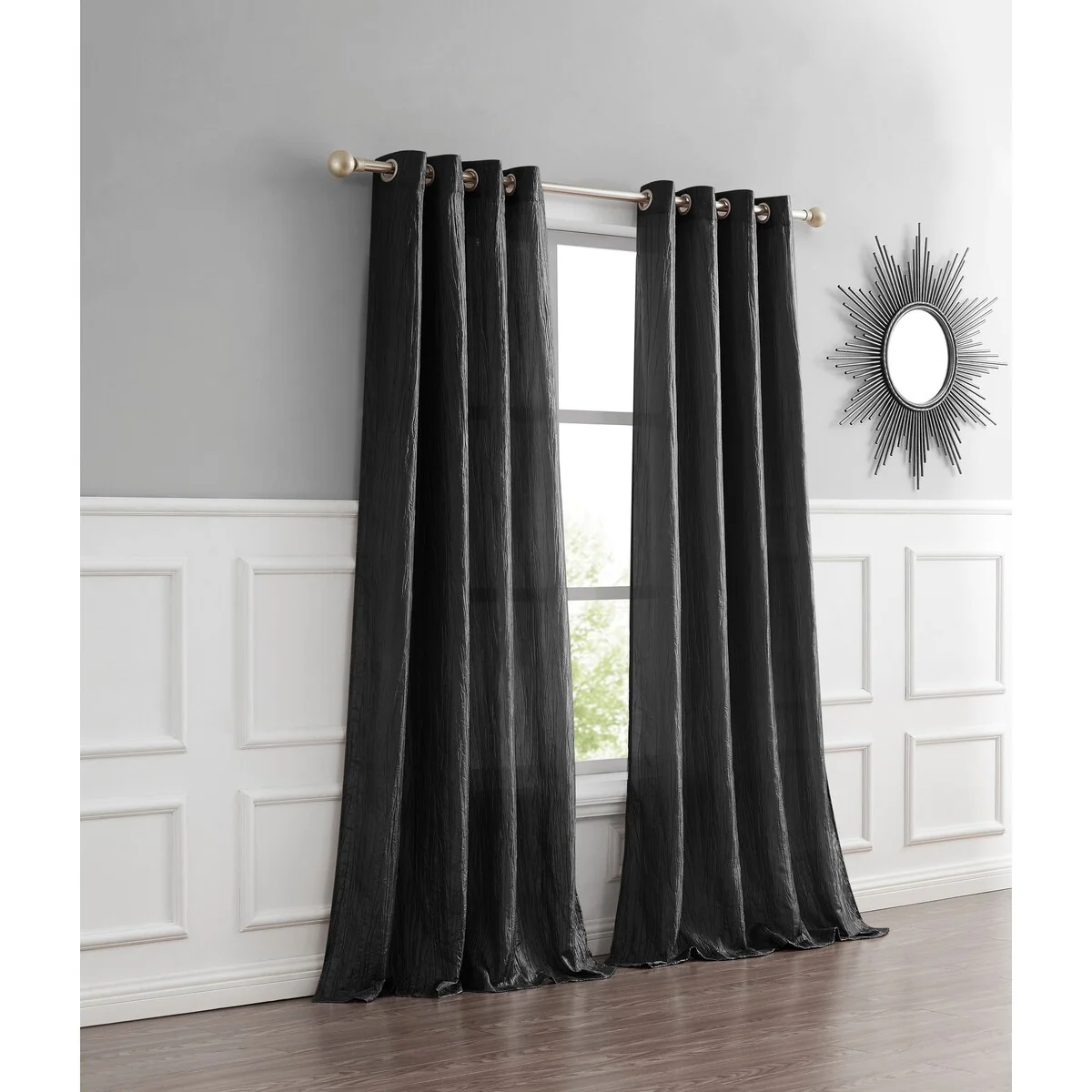 Crushed Silk Light Filtering Grommet Single Panel Extra Wide Curtains
