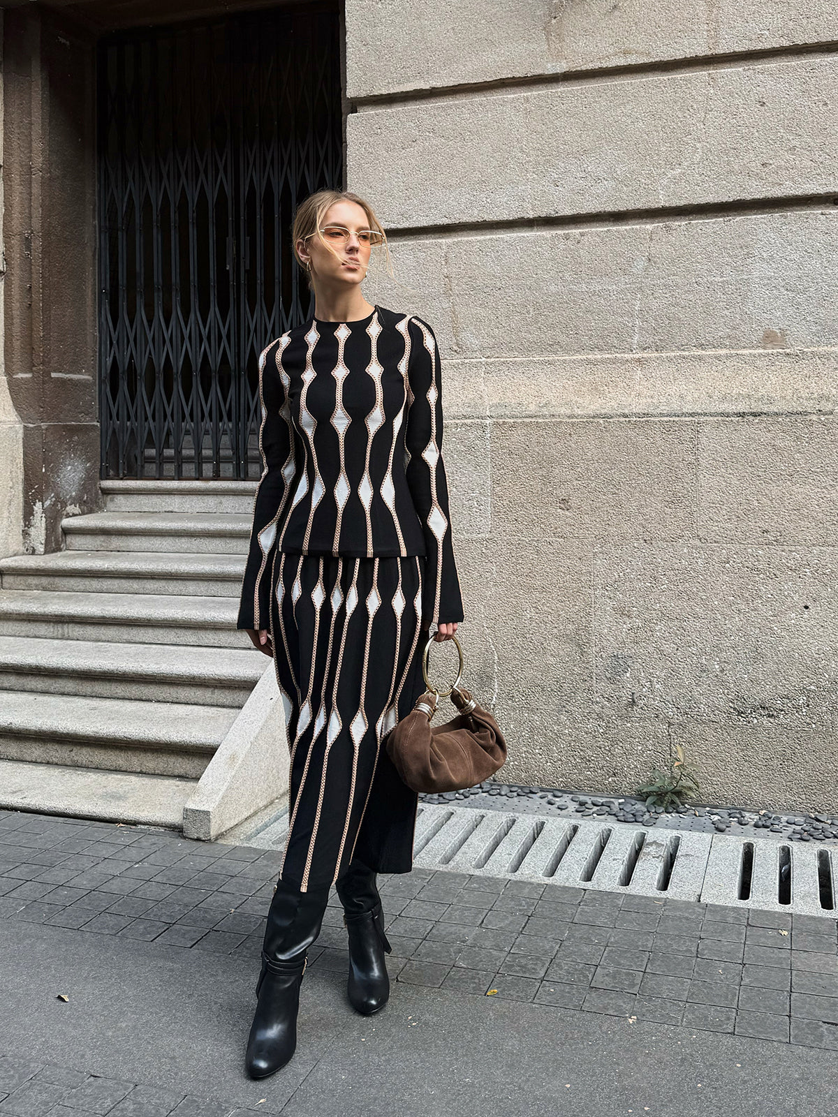 Geometric Pattern Knitted Top