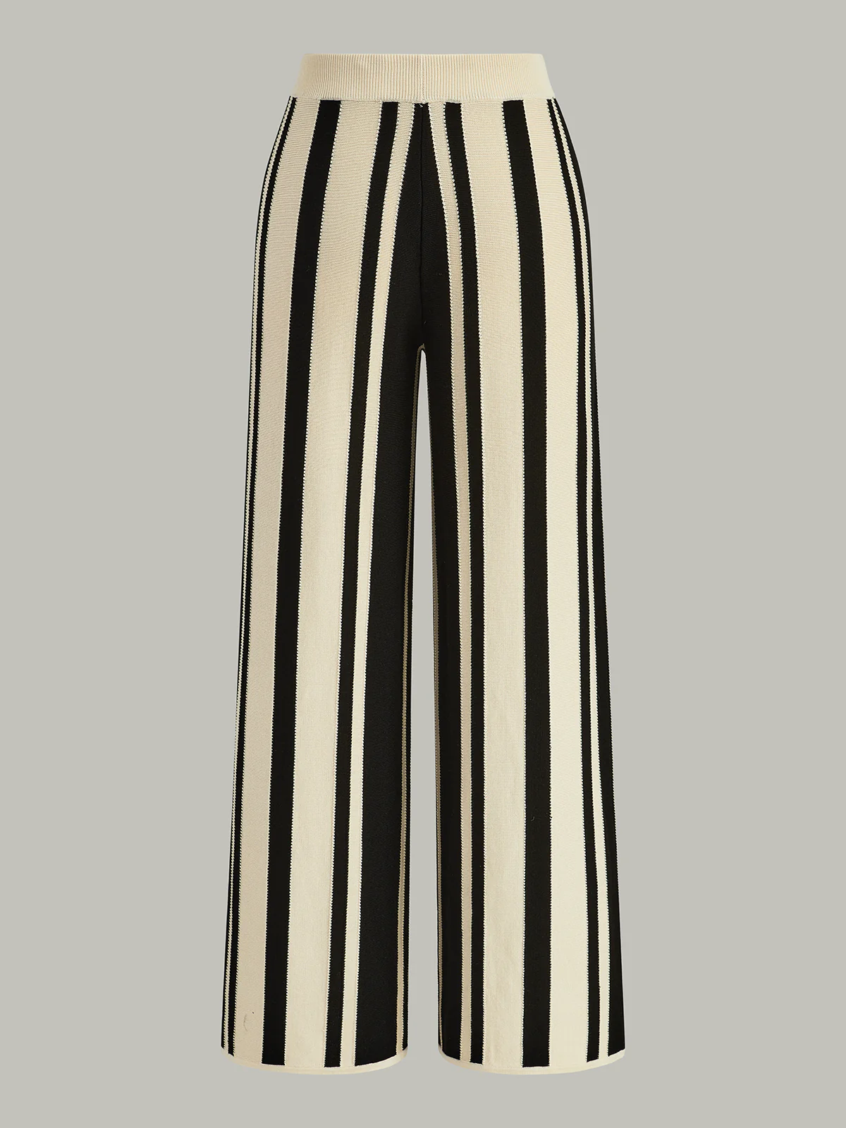 Striped Knit High-Waist Pants
