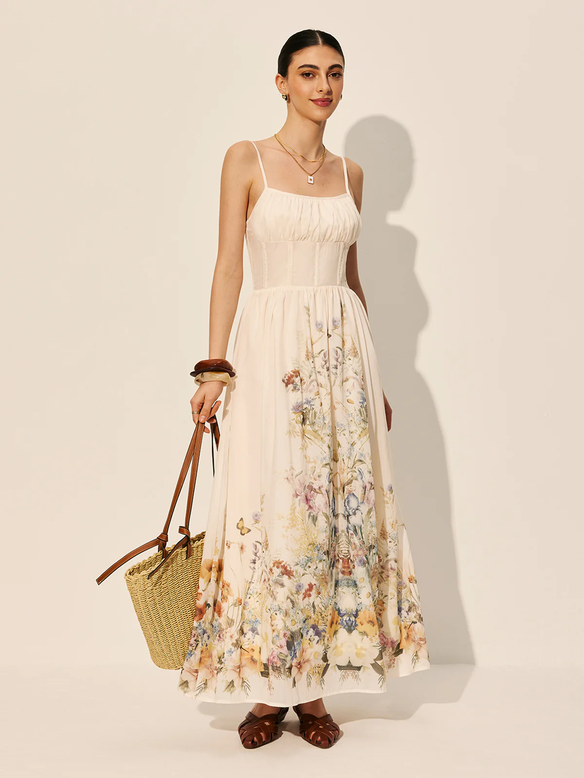 Square Neck Floral Print Dress