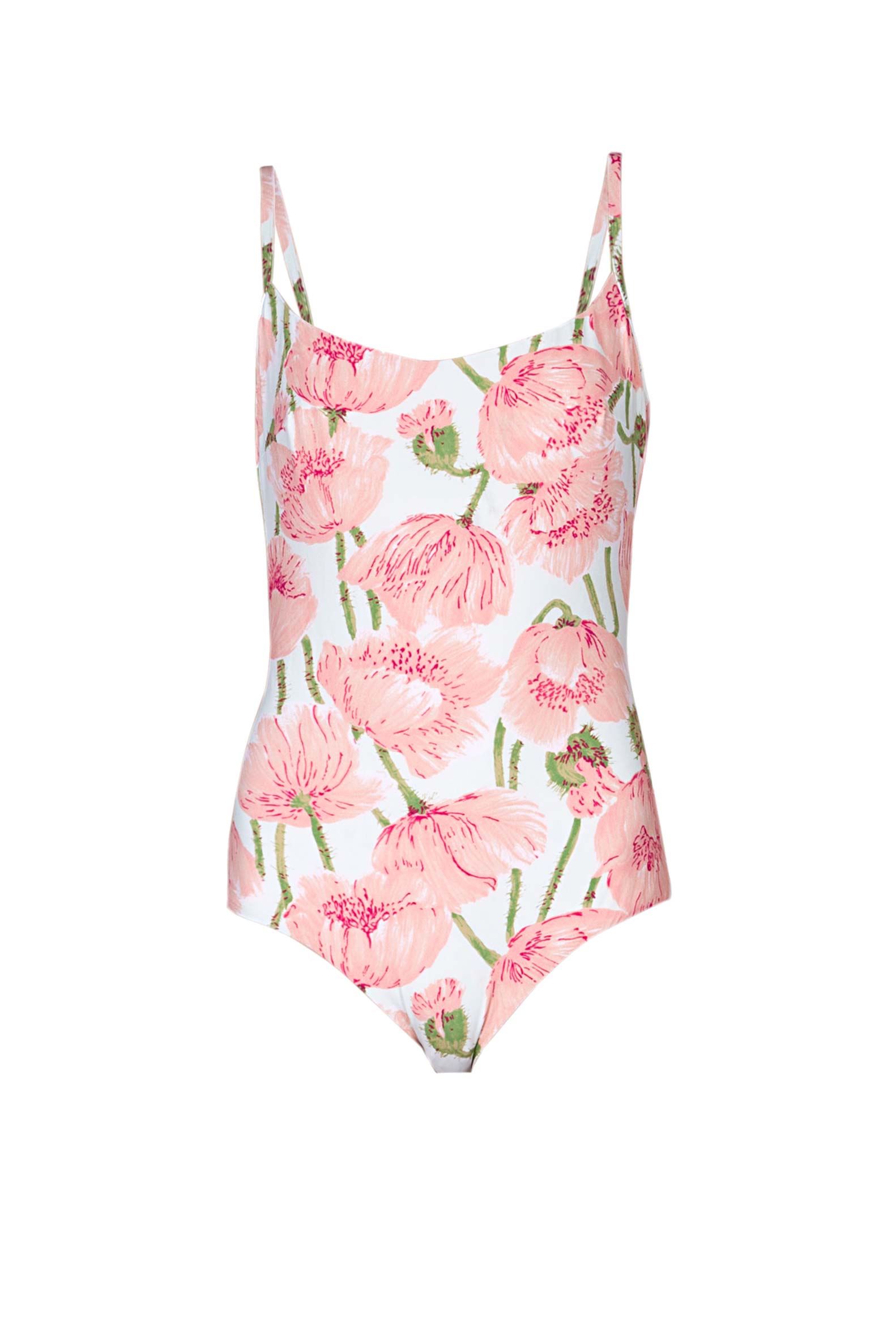 One-piece Swimsuit Pink Poppies Double Face