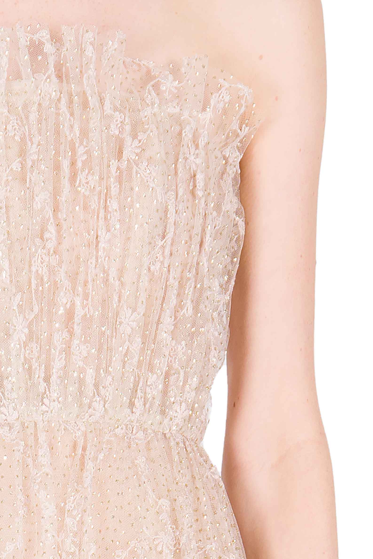Evening Embroidered Shiny Tulle Mantle Gown