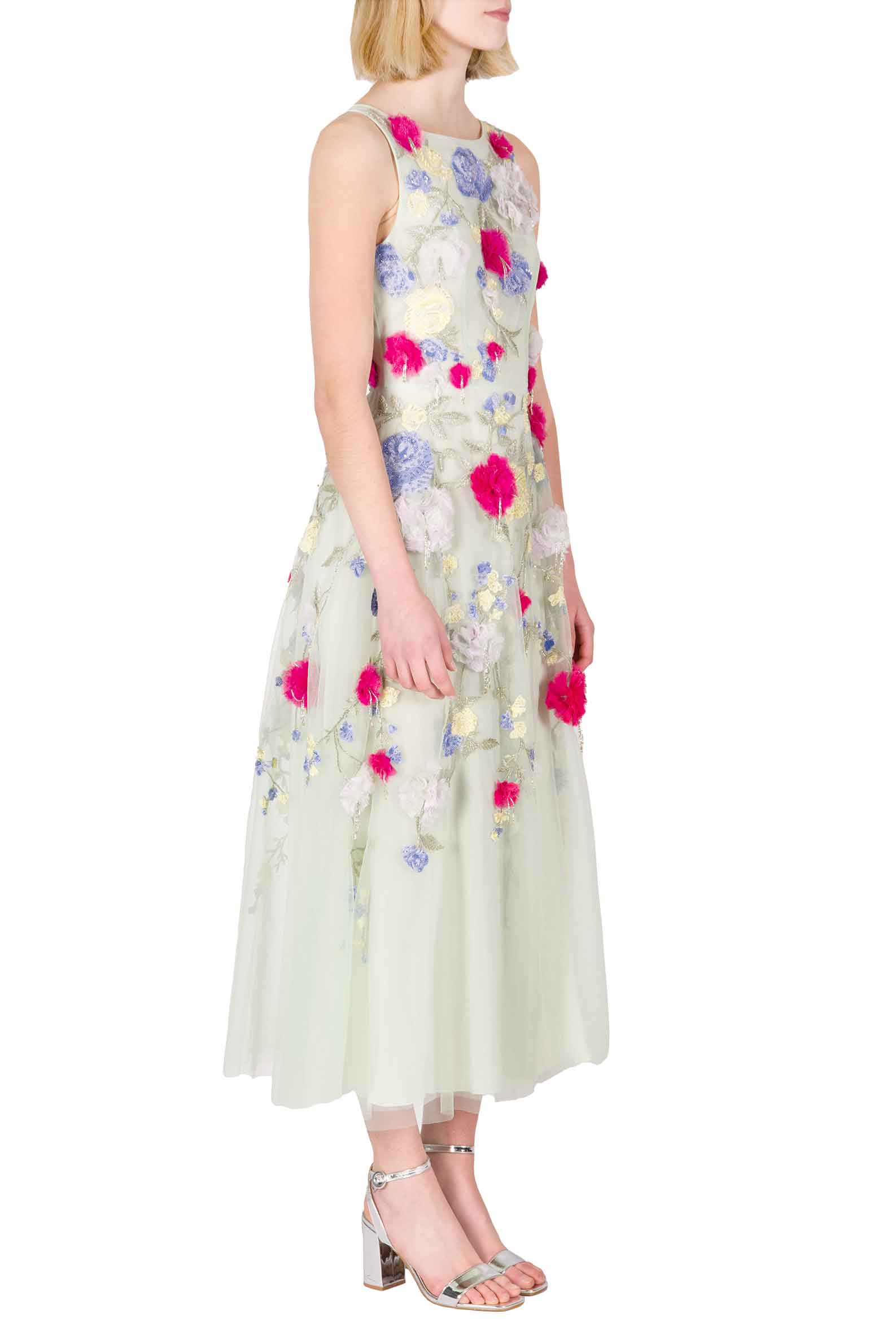 Sleeveless Embroidered Midi Dress