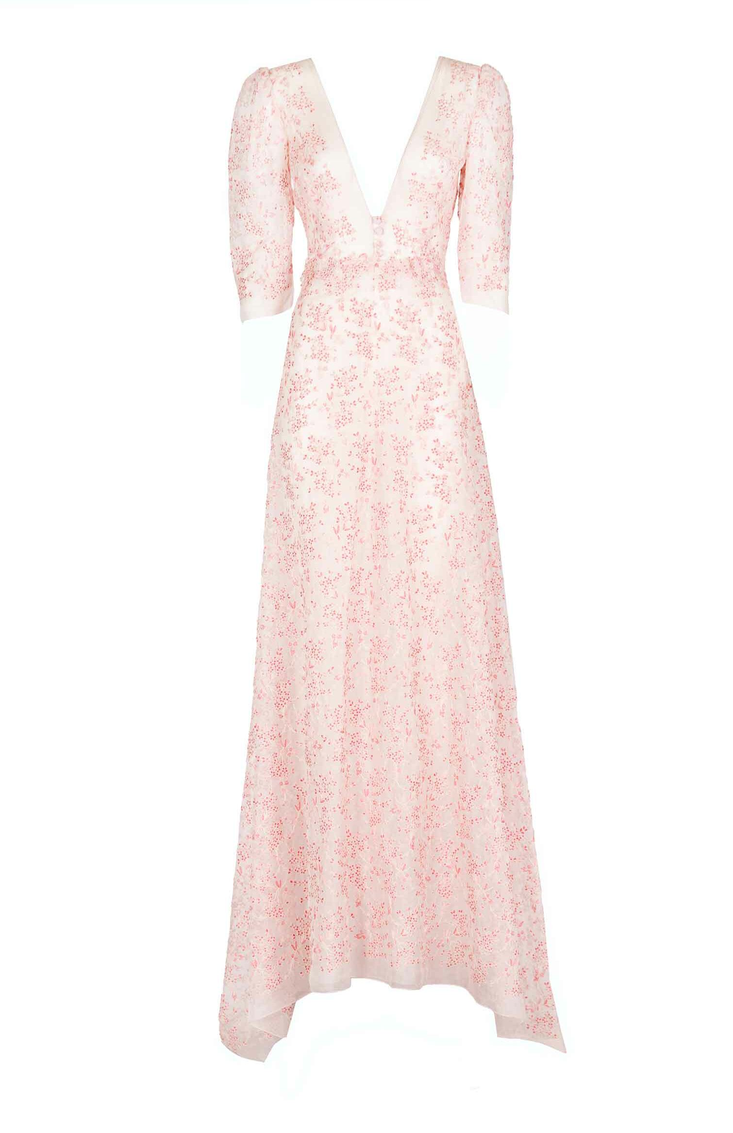 Floral Embroidered V-Neck Dress