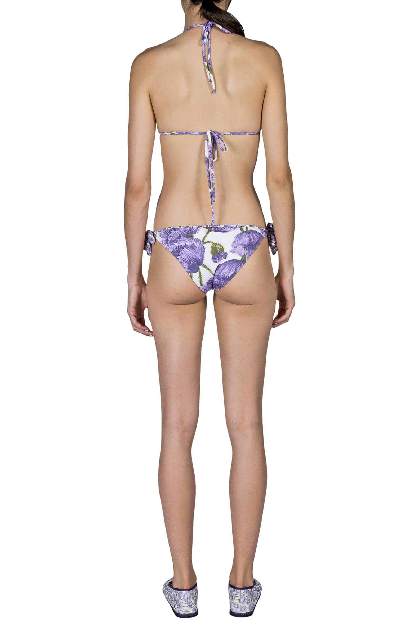 Triangle And Slip Bikini Lilac Poppies Double Face