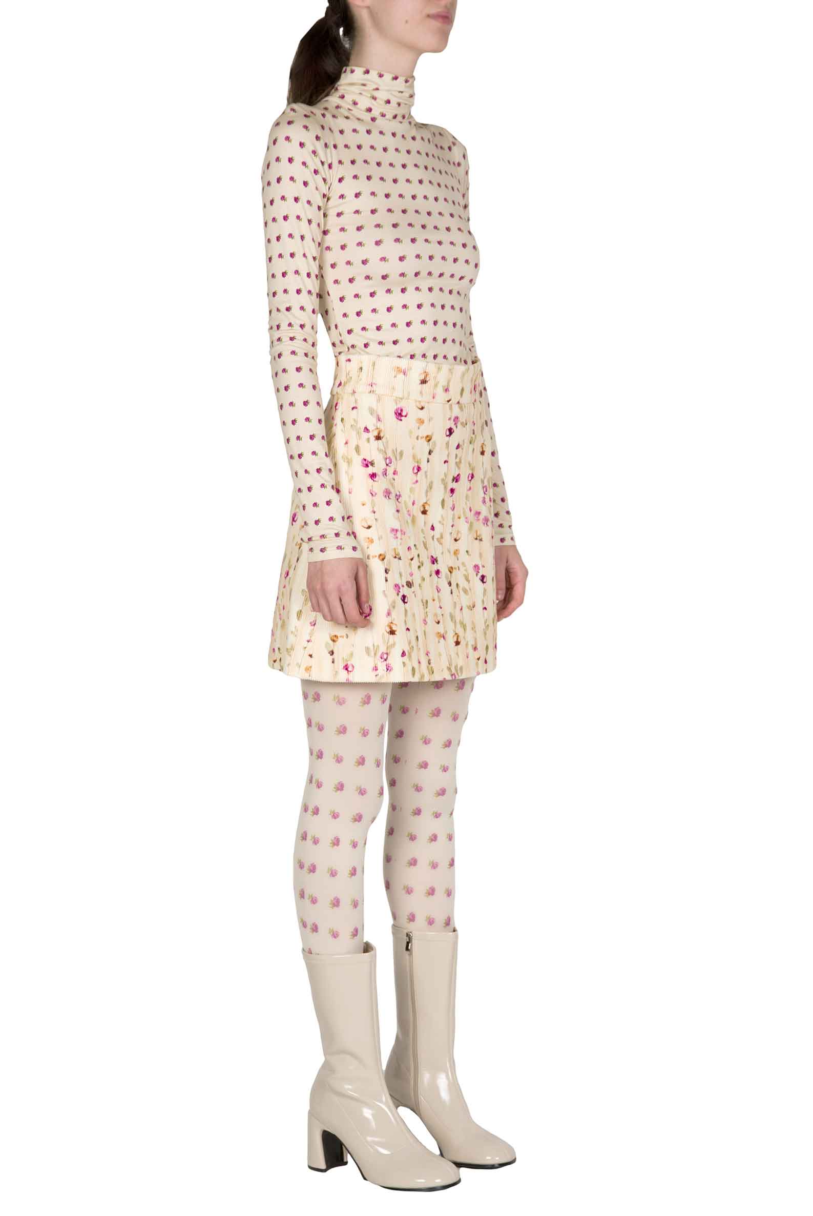 Flower Garland Velvet Mini Skirt