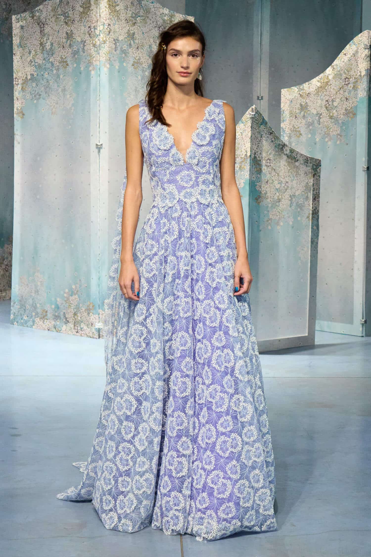 Gown With Flower Embroidery