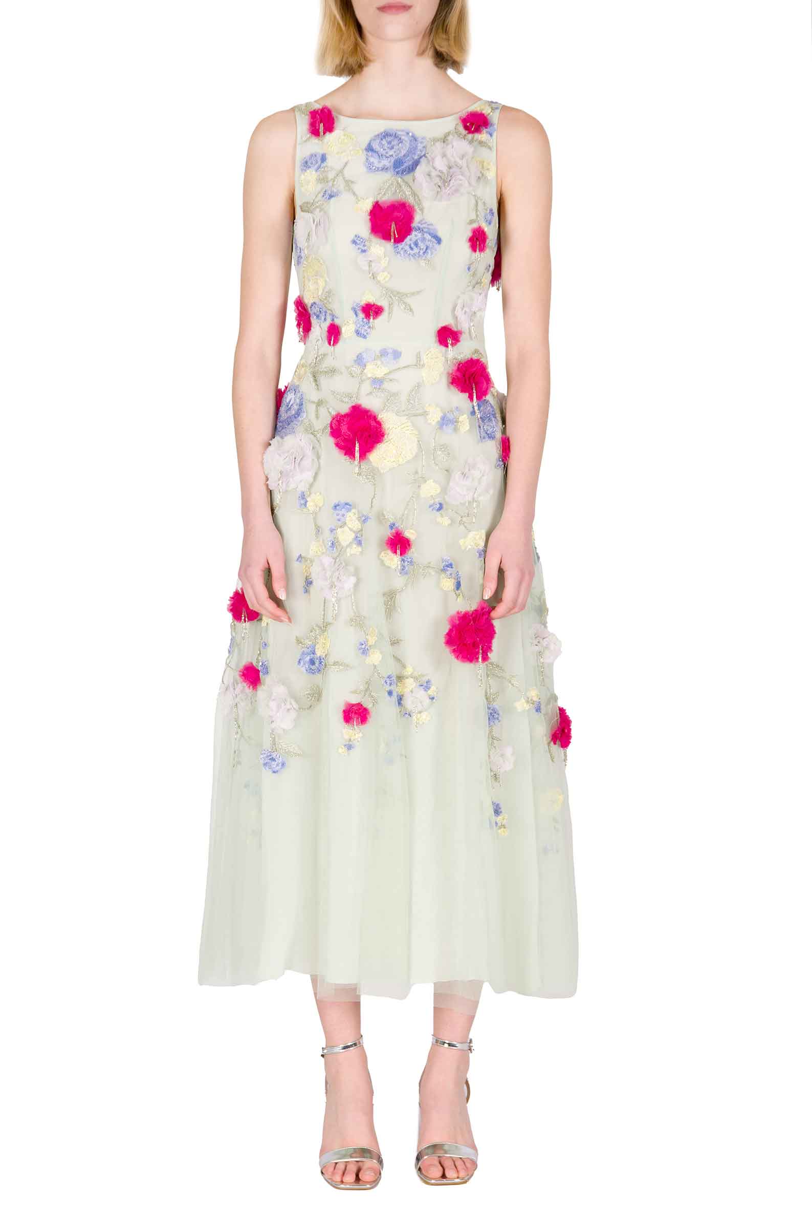 Sleeveless Embroidered Midi Dress
