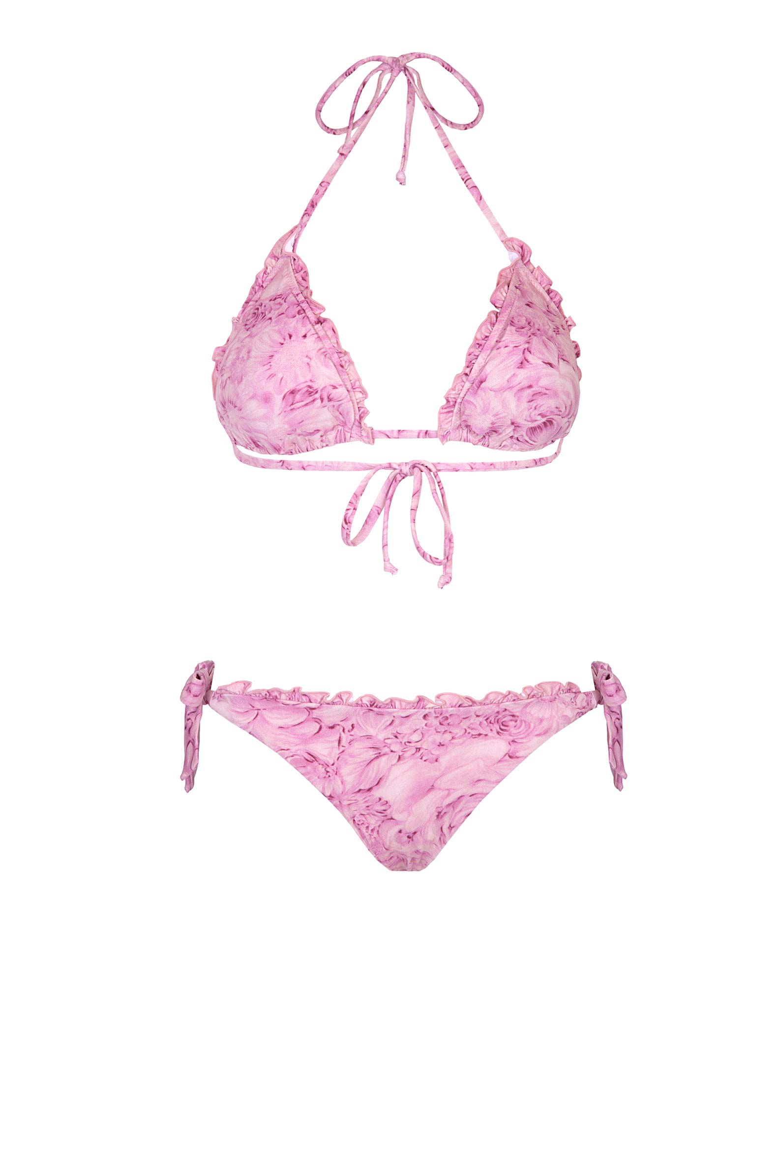 Triangle And Slip Bikini Pink Roses