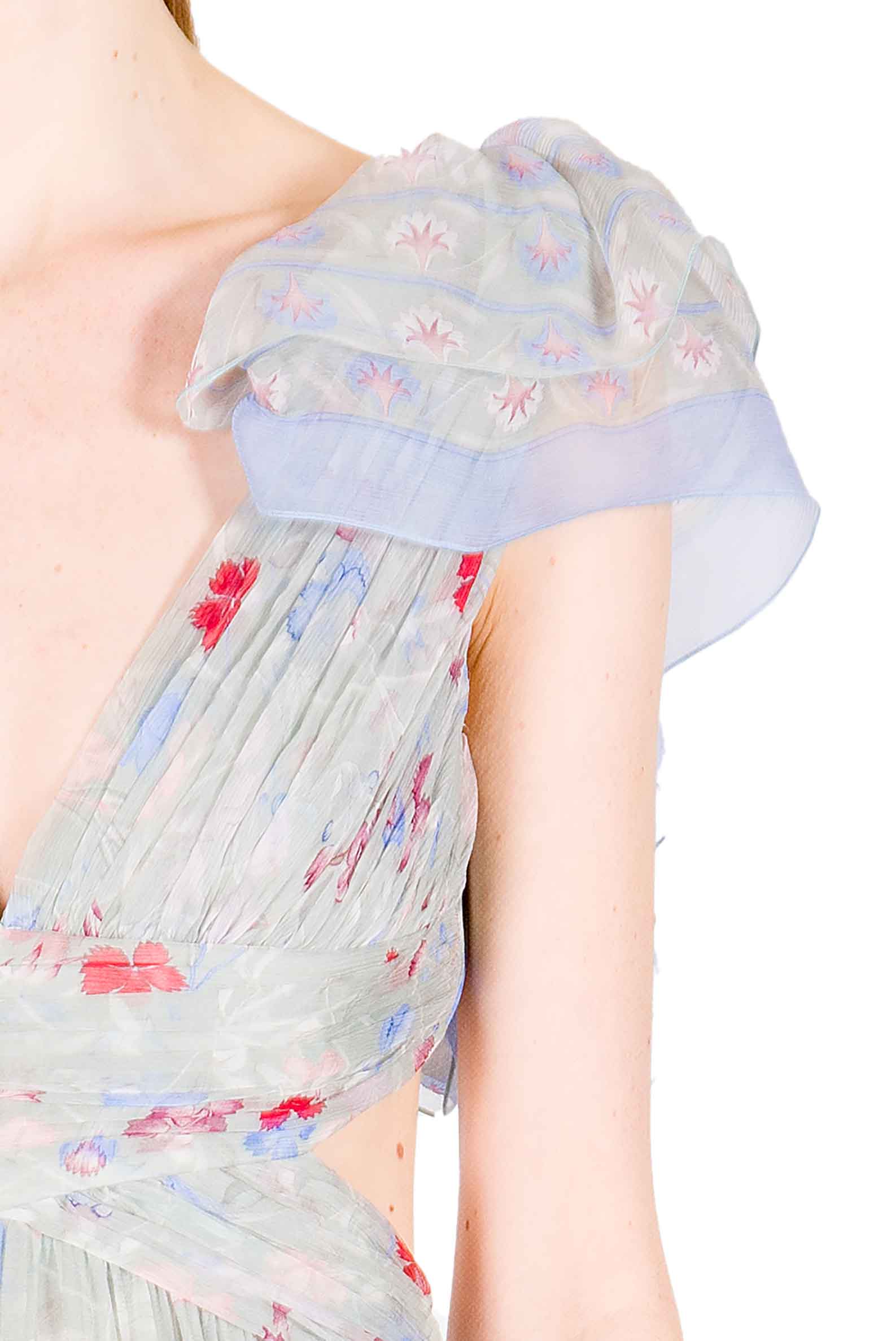 Printed Chiffon Open Back Dress in Gilly Flowers
